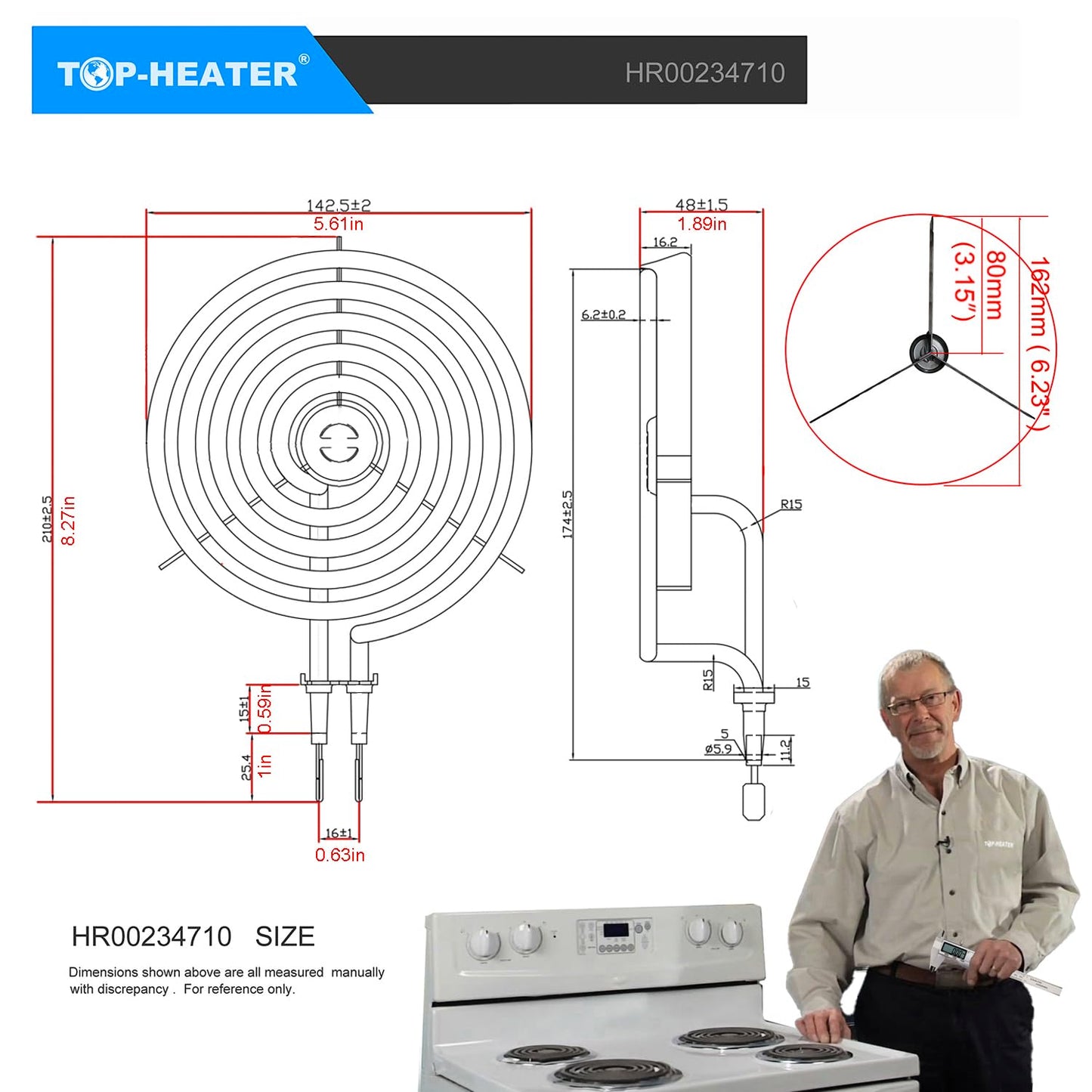 TOP-HEATER Stove Burner 6”&8” WB30M1 & WB30M2(234710 & 234715) Electric Stove Top Burner For GE Hotpoint RCA Range Stove, Electric Range Burner Element,4Pack