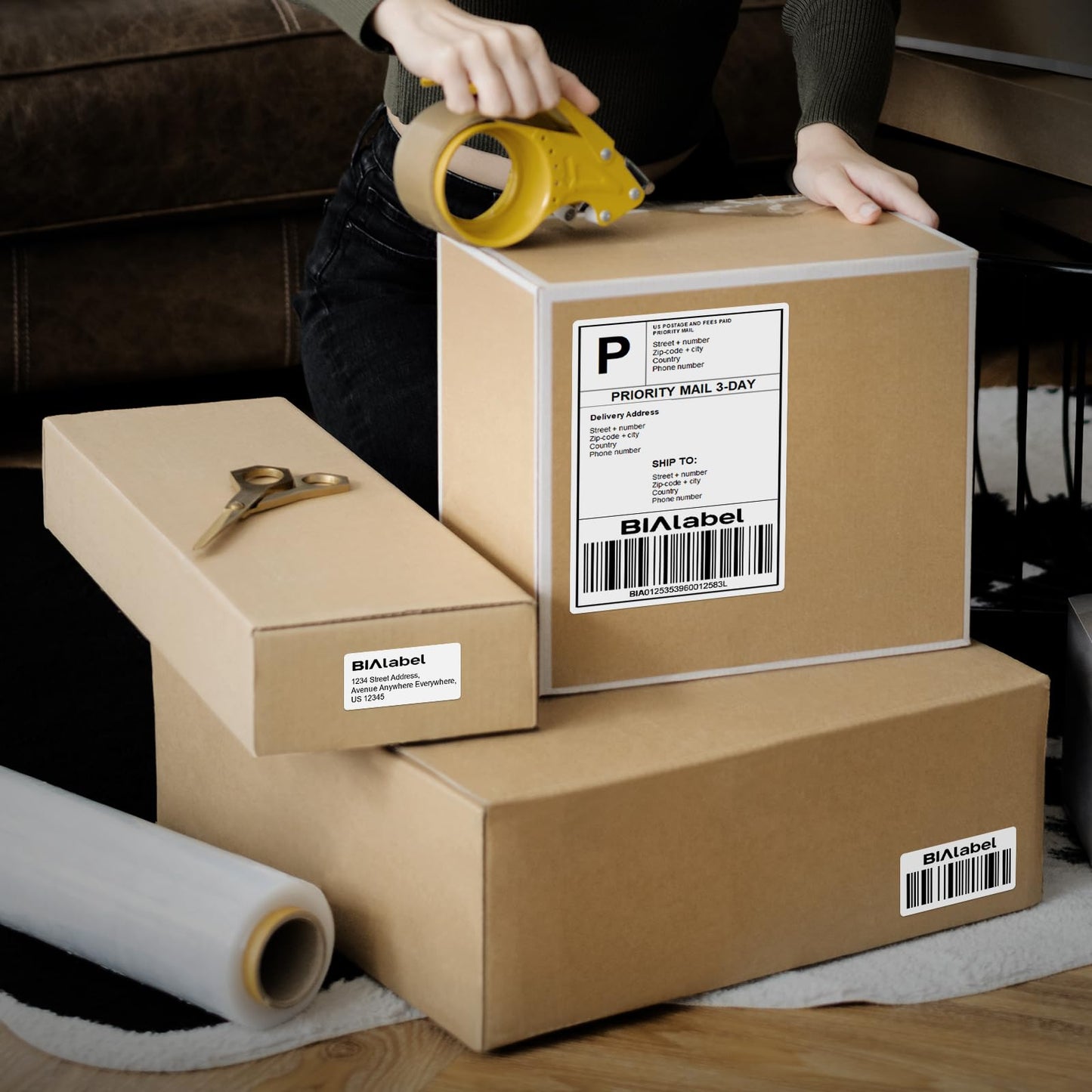 Address & Barcode Label for DYMO 30334 (2-1/4" x 1-1/4"), Compatible with DYMO LabelWriter 4XL, 450, 450 Duo, 450 Turbo, and 450 Twin Turbo (12 Rolls/12000 Labels), Not Fit 5XL & 550, BIAlabel