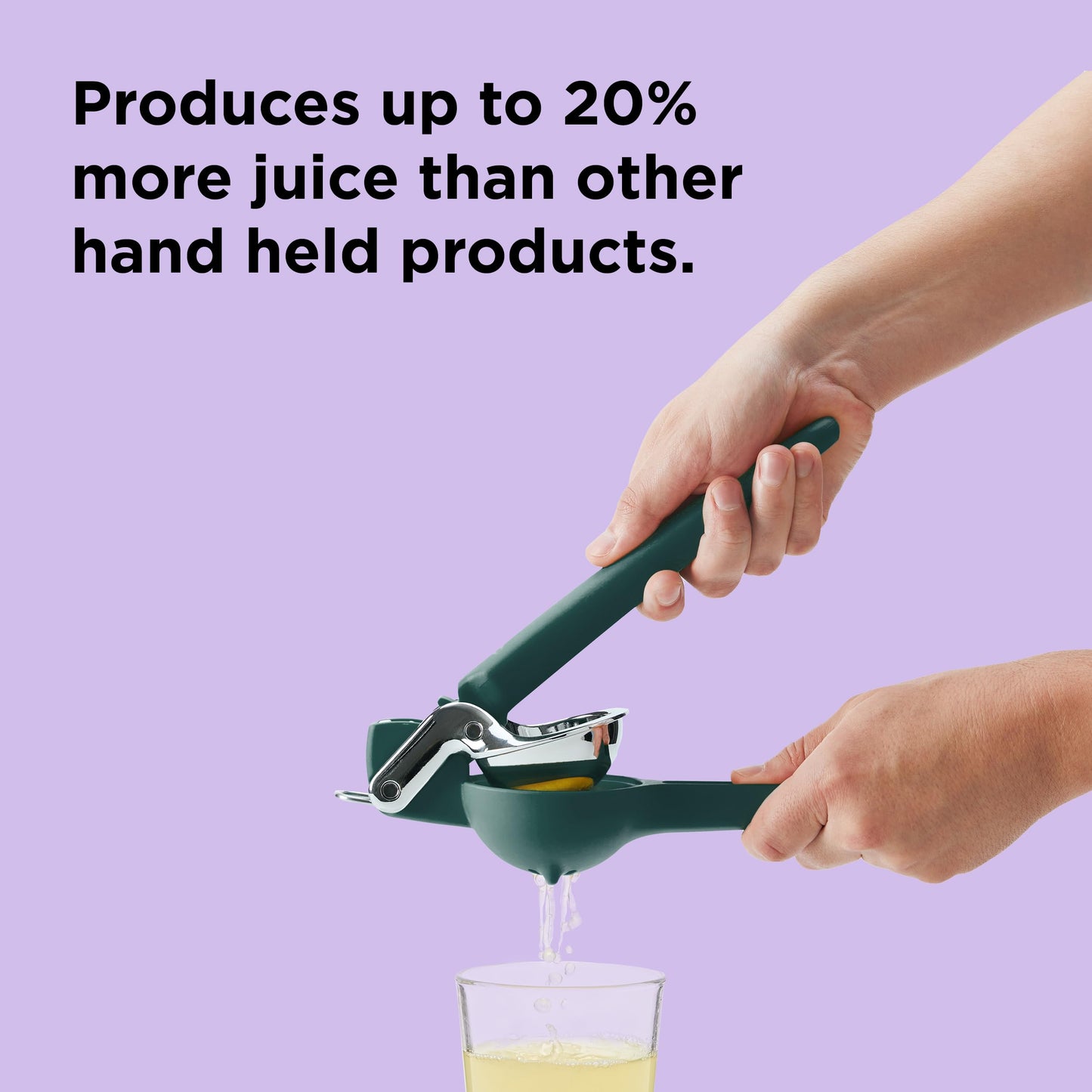 Chef'n FreshForce Lemon Squeezer Citrus Juicer, Manual Hand Press with Dual-Gear Power for Maximum Juice Extraction, Durable, Collard Green