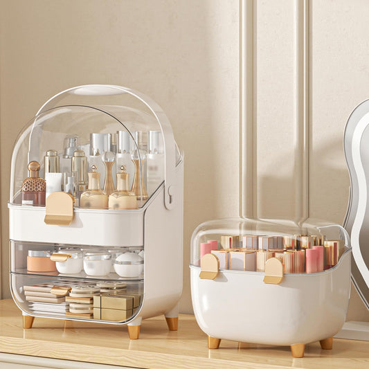 Makeup Organizer, Skincare Holder Bathroom Counter Organizer, Storage Box Cosmetic Display Cases, Teen Girl Gifts Trendy Stuff Make up Organizers for Vanity, Dresser, Countertop (Rose Gold)