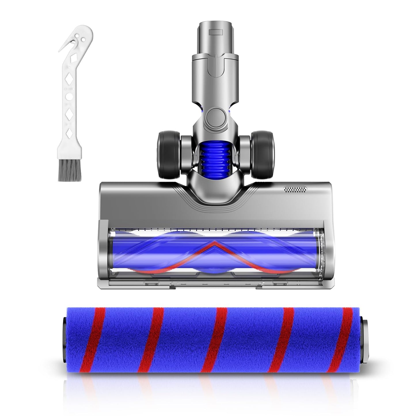 Vacuum Head Replacement Compatible with Dyson V6 Cordless Vacuum Cleaner. This motorhead part is designed for hardwood floor attachments. The accessory pack includes 1 motorhead and 2 roller brushes.