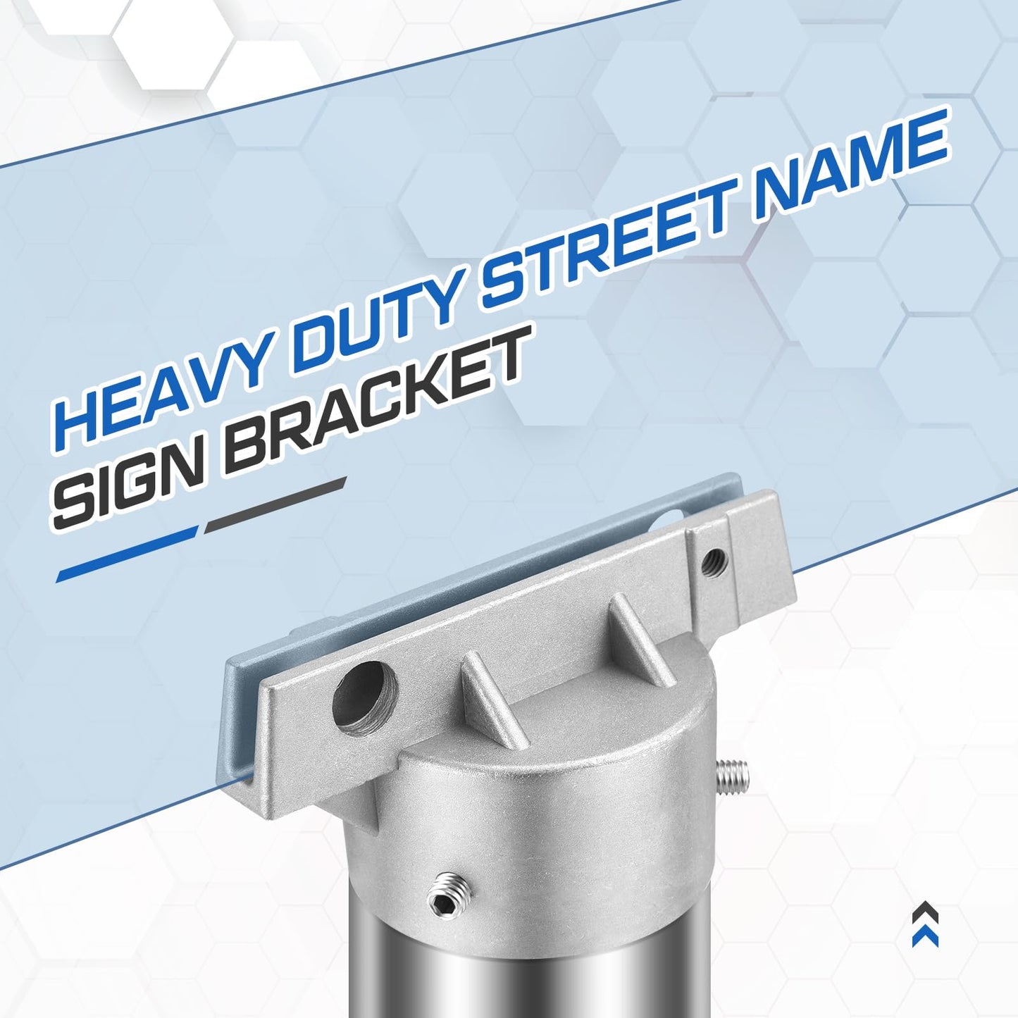 Hicarer 4 Pcs Street Name Sign Bracket for 2 3/8" Pole 5.5" Wide (3/16" Slot) Heavy Duty Street Name Sign Holder Round Aluminum Pole Bracket