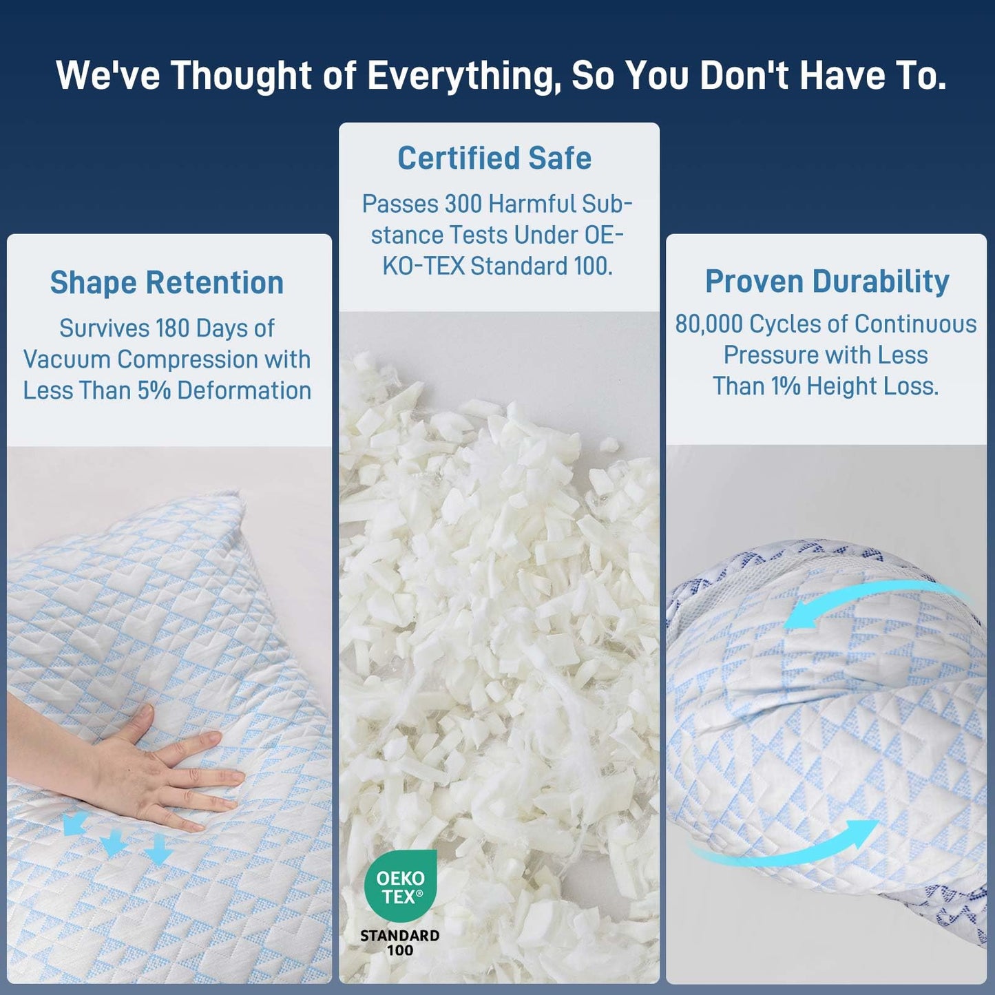 Cotelovo Shredded Memory Foam Soft Cooling Viscose Pillows Adjustable Hypoallergenic Hotel Quality Bed Pillows for Side, Back and Stomach Sleeper, Oeko-TEX Certified King Size Set of 2