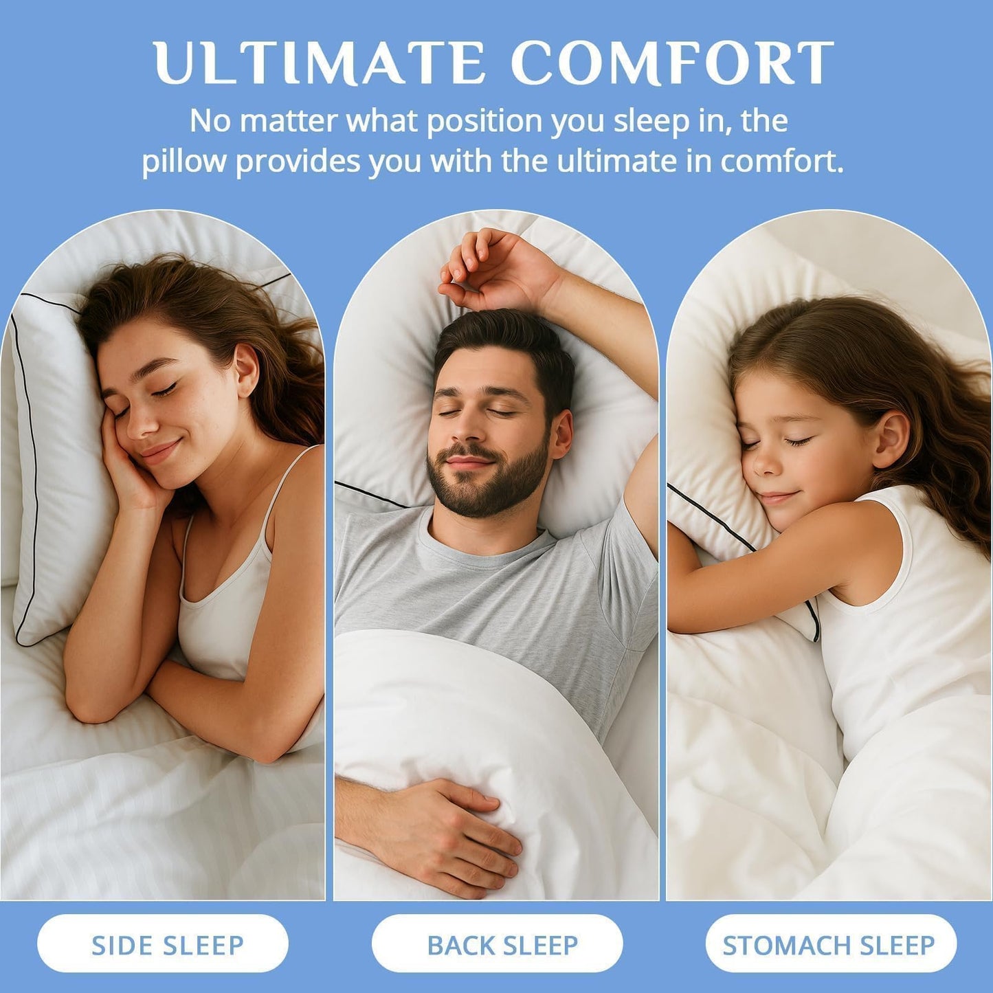 JOLLYVOGUE Pillows Standard Size Set of 4, Collection Bed Pillows for Sleeping, Hotel Quality Pillows for Side, Back and Stomach Sleepers, Soft Supportive Oeko-Tex Certified Down Alternative Filling