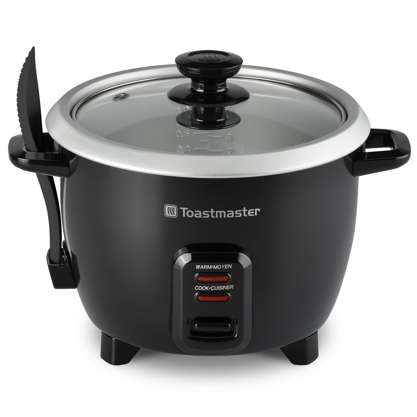 Toastmaster Electric Rice Cooker - Large Capacity for Soups, Oatmeal & More - Automatic Rice Cooker with Tempered Glass Lid & Keep Warm Mode - 10-Cup, Black