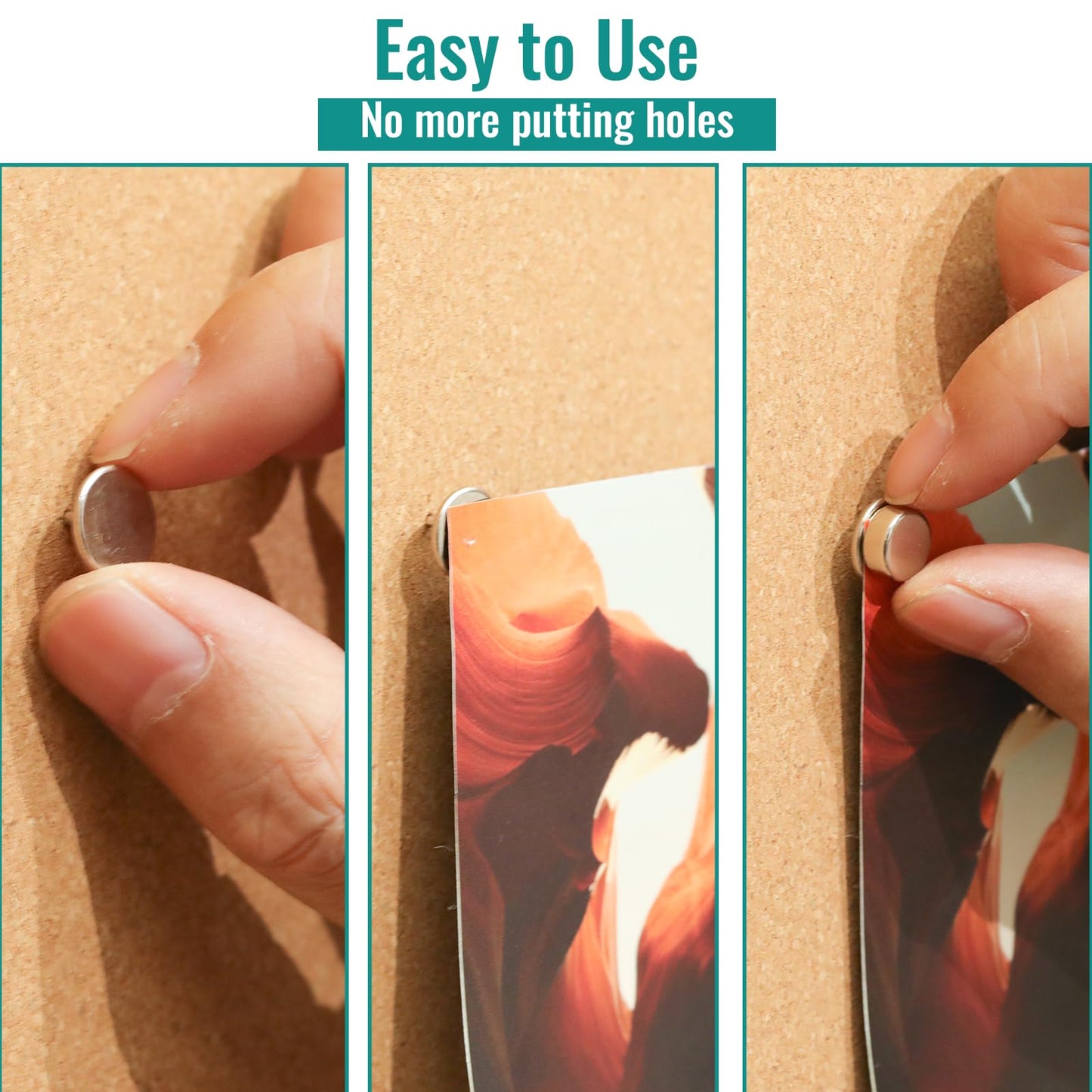 Magnetic Push Pins, 50 Sets Magnet Thumbtack for Board [1s Quick Pin][No Hole Hang Way], Poster and Photo Hangers Push Pin Magnets for Office Supplies Classroom Decoration Walls Bulletin Boards