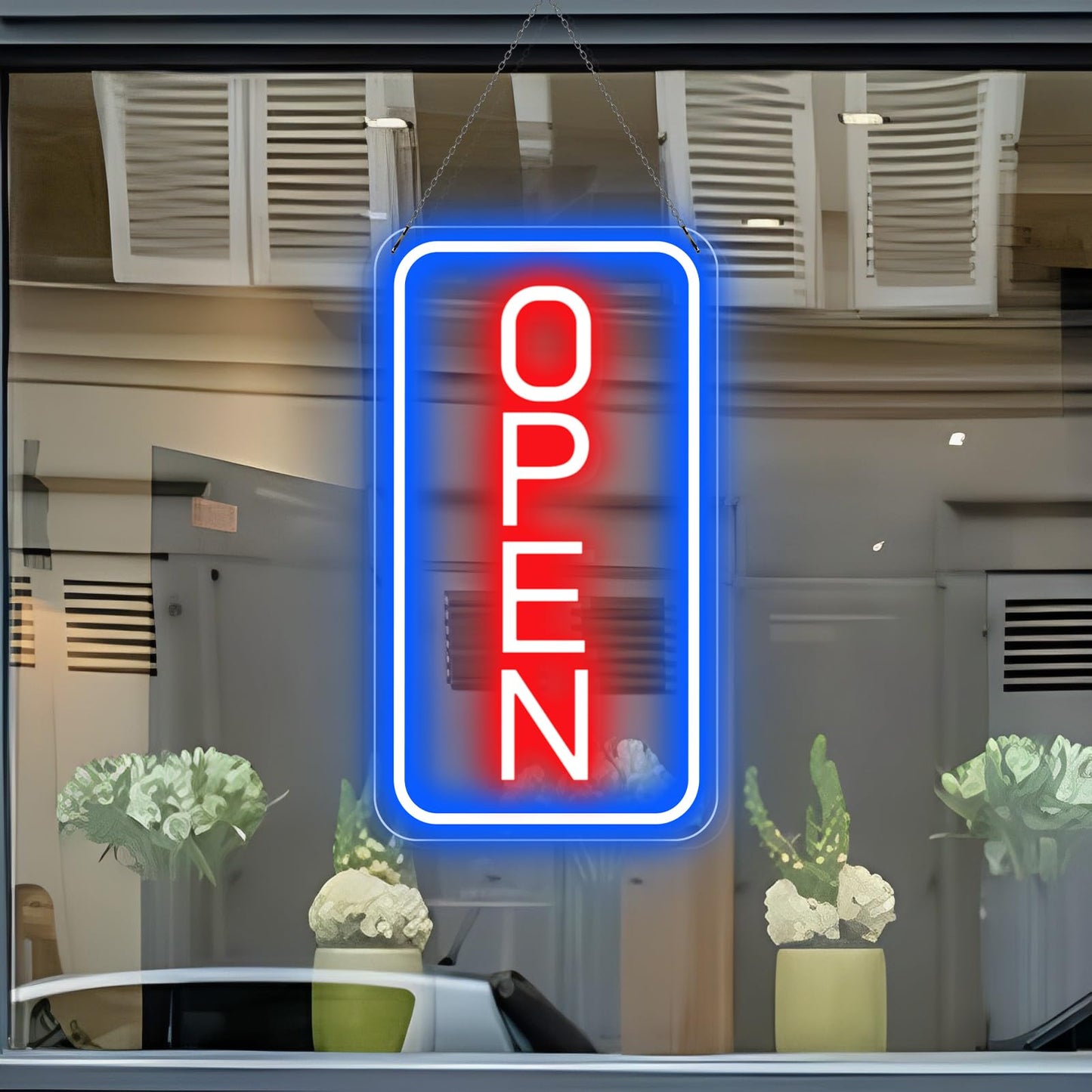 Ultra Bright LED Open Signs for Business, 16’’x 9’’ Neon Open Sign, Vertical Light up Sign with ON/OFF Switch adapter for Window Bars Cafes Hotels Florists Clubs Restaurants Barbershops Supermarkets