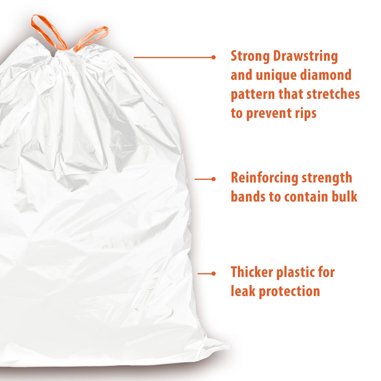iTouchless 40 Count Tall Trash Bags, Fits 13 Gal, 14 Gal, 15 Gal, and 16 Gallon Garbage Can, Extra-Large Strong Bathroom Kitchen Bin Liners, for Rubbish Recycling Compost in The Home, Office, Clear