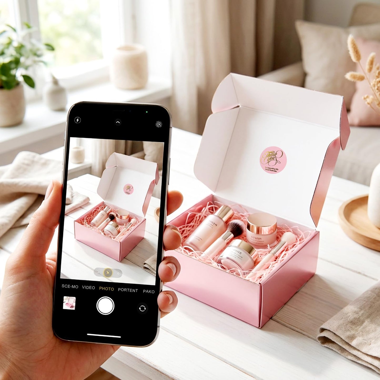 DERZIFUN 7"x5"x2" Glossy Pink Shipping Boxes, 50 Pack Corrugated Cardboard Mailing Boxes for Small Business Packaging, Shipping Phone Cases, Stationery