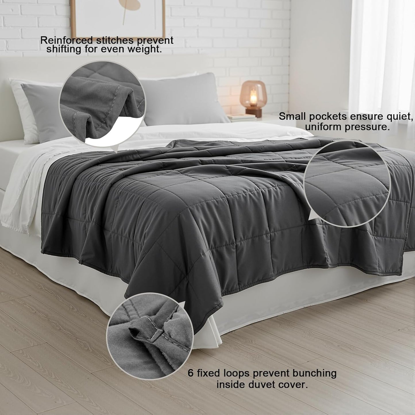 Smart Queen Weighted Blanket for Adults(48"x72",15lbs, Grey) Twin Size Soft Cooling Heavy Blanket for Sleeping, Breathable Blanket with Glass Beads Perfect for 120-160 lbs,All Season,Machine Washable