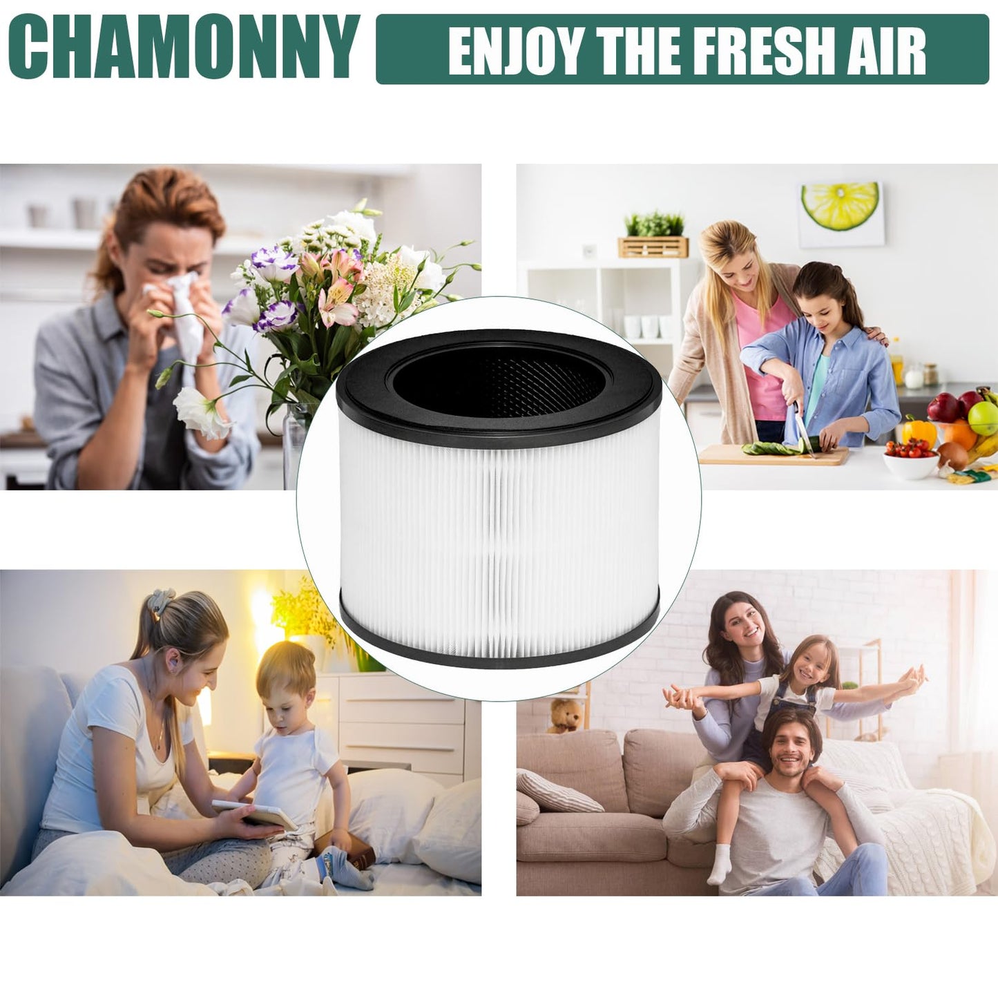 CHAMONNY MA-22 True HEPA Replacement Filter, Compatible with MA Series MA-22 Air Purifier, 2 Pack