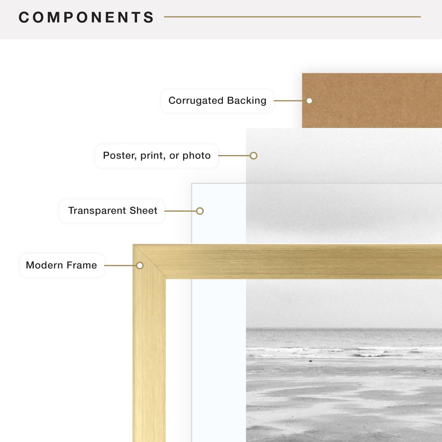 MCS Foundation 20x30 Poster Frame Traditional Brass, Vertical & Horizontal Wall Hanging Large Picture Frame for Photos, Posters & Art Prints (1-Pack)