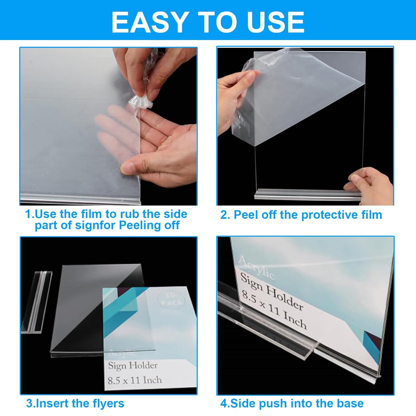 EHWINE 24 Pack Acrylic Sign Holders 4x6 Double-Sided Tabletop Display Stands for Menus Flyers & Signs, Clear Acrylic Picture Frame for Office Business Store & Events