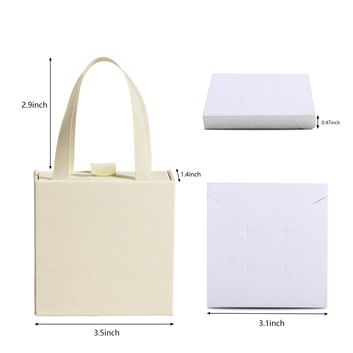 40 pcs paper boxes 9 x 9 x 3.5 cm, beige luxury gift storage, jewelry gift storage box suitable for earrings necklaces bracelets rings