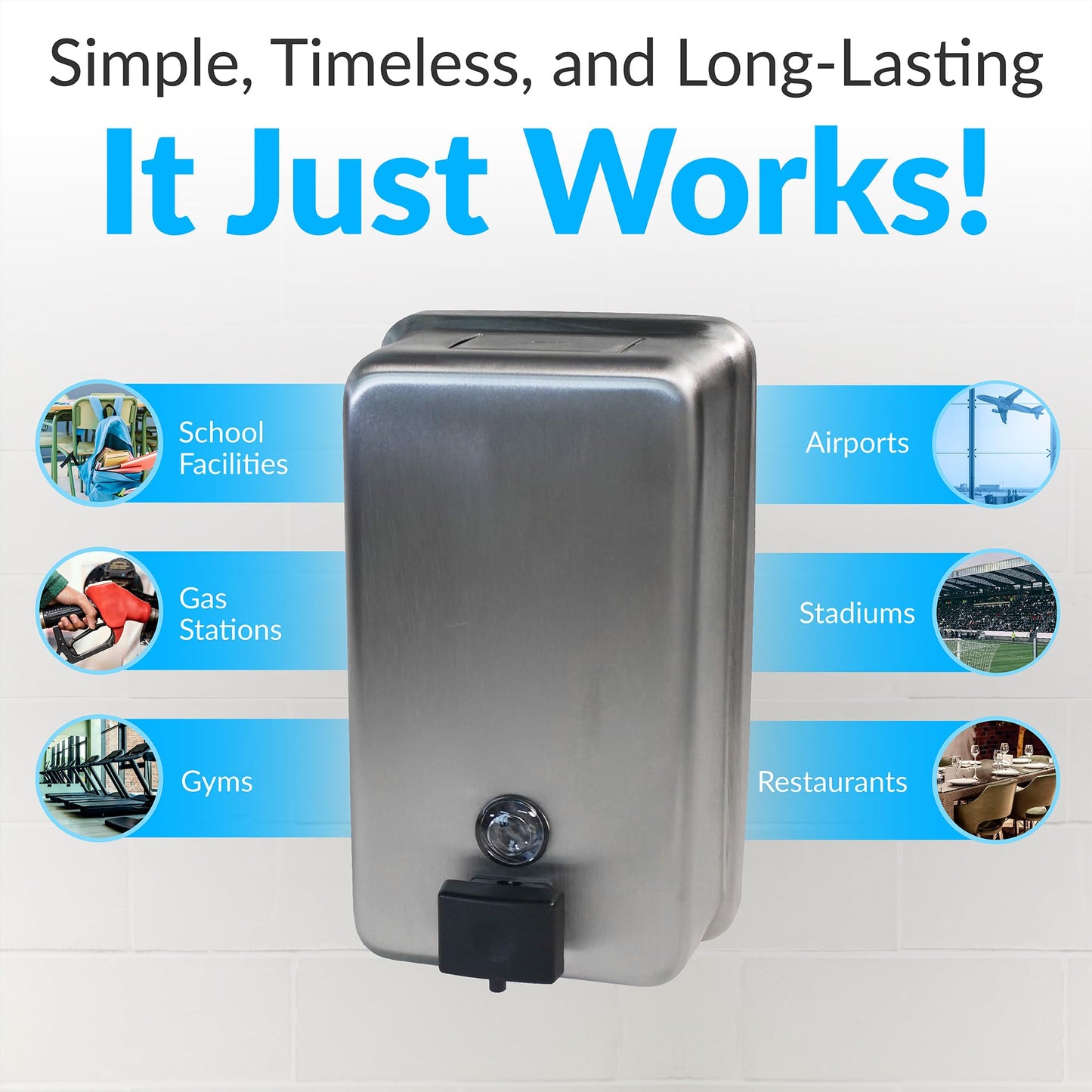 Bobrick Surface-Mounted Soap Dispenser, Vertical Tank Satin-Finish Stainless Steel (40-fl oz Capacity)