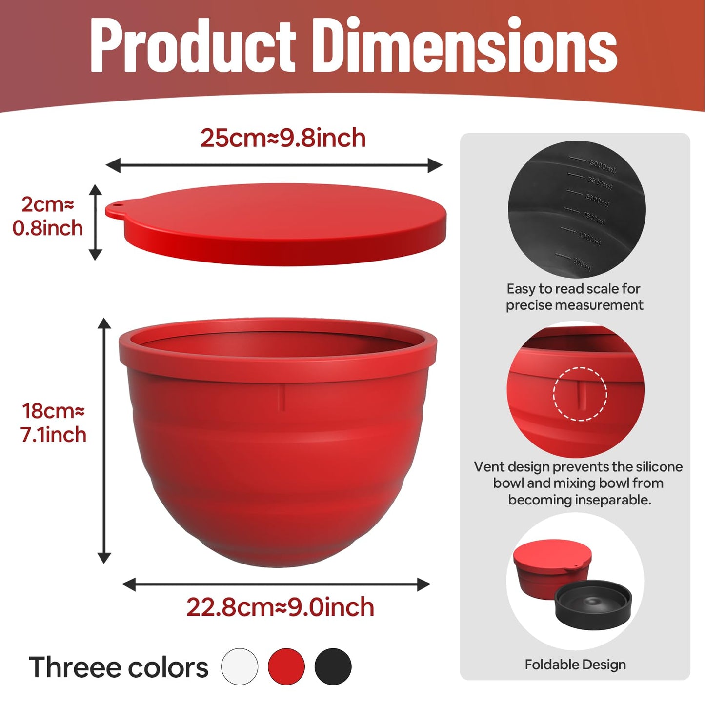 3-Pack Silicone Bowl Liners & Lids for KitchenAid Tilt-Head 5 Qt Stand Mixers Dishwasher Safe, Heat & Cold Resistant, Mixing Bowl Insert Accessories