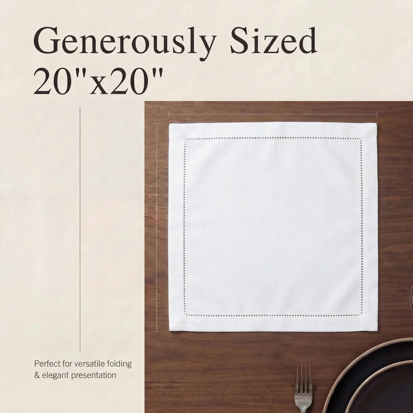 Urban Villa Cloth Napkins 100% Cotton Highly Absorbent Washable Reusable Premium Dinner Napkins Ideal for Gifts for Mothers Day Hotel Farmhouse Parties - White - Hemstitch (20" x 20", Set of 12)