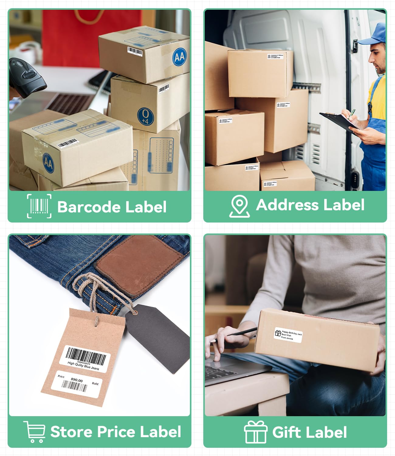 12 Rolls Replace Brother Die-Cut 29mm x 90mm DK Labels QL-800 Standard Address Label DK-1201 (1.1" x 3.5") for QL-810W QL-710W Label Printer, Barcode & All Purpose Label, 4800 Labels + 1 Frame