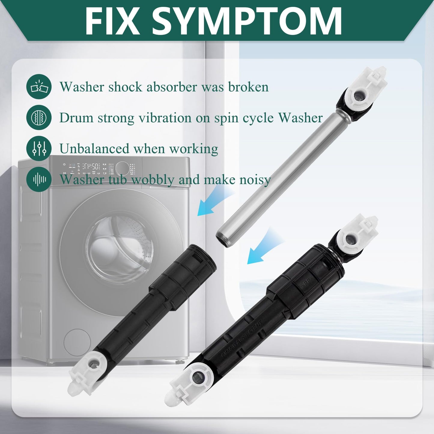 NEW W11415987 Washer Shock Absorbers 4PCS Compatible with Maytag Whirlpool Washer Replaces W10261492 W10312625 WPW10261492 WPW10312625 4958120 AP6980109 PD00056319
