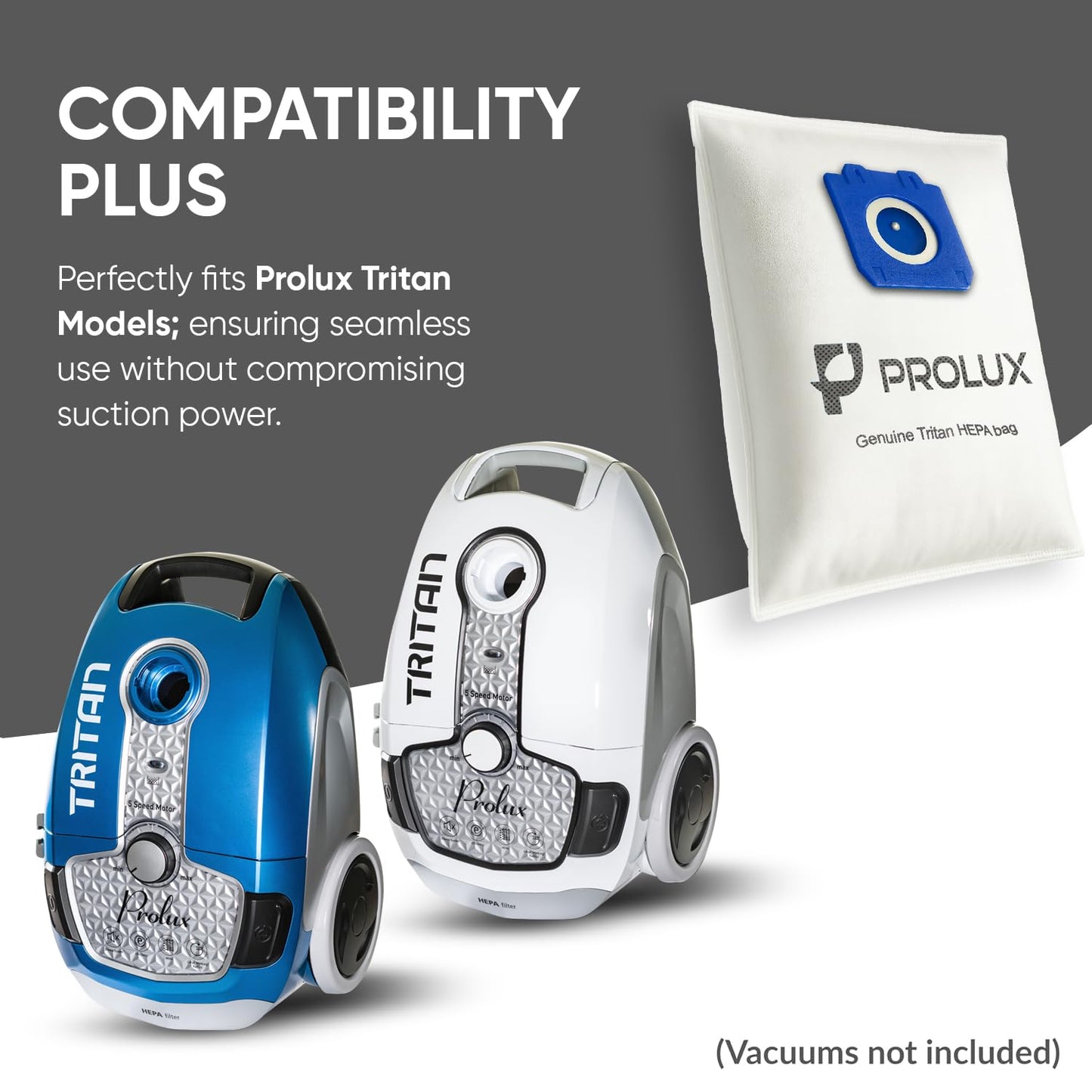 6 pack of HEPA bags and 2 post Filters for the Prolux Tritan series vacuum cleaners