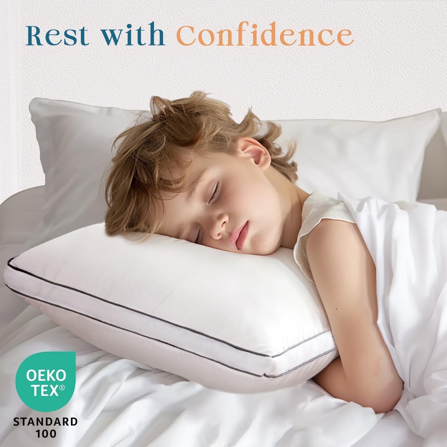 MUXHOMO Bed Pillows Queen Size Set of 4, Gusseted Sleeping Pillows for Side, Back, and Stomach Sleepers, Hotel Quality, Oeko-Tex Certified Fluffy Supportive Down Alternative Filling, White, 4 Pack
