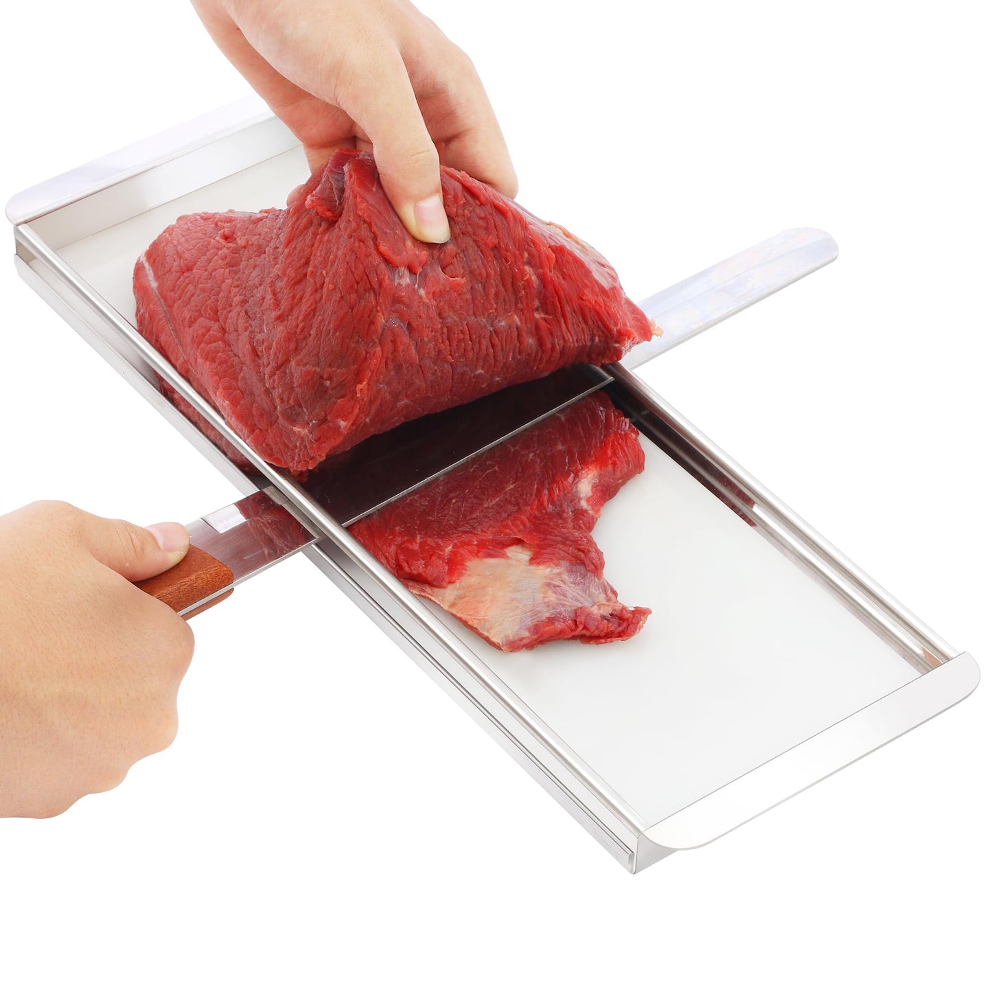 Beef Jerky Slicer Kit,Stainless Steel,Adjustable Thickness,Uniform Slices,Include Cutting Board & 14-Inch Slicing Knife,Thin Meat Slicer Kit for Chefs & Home Kitchens
