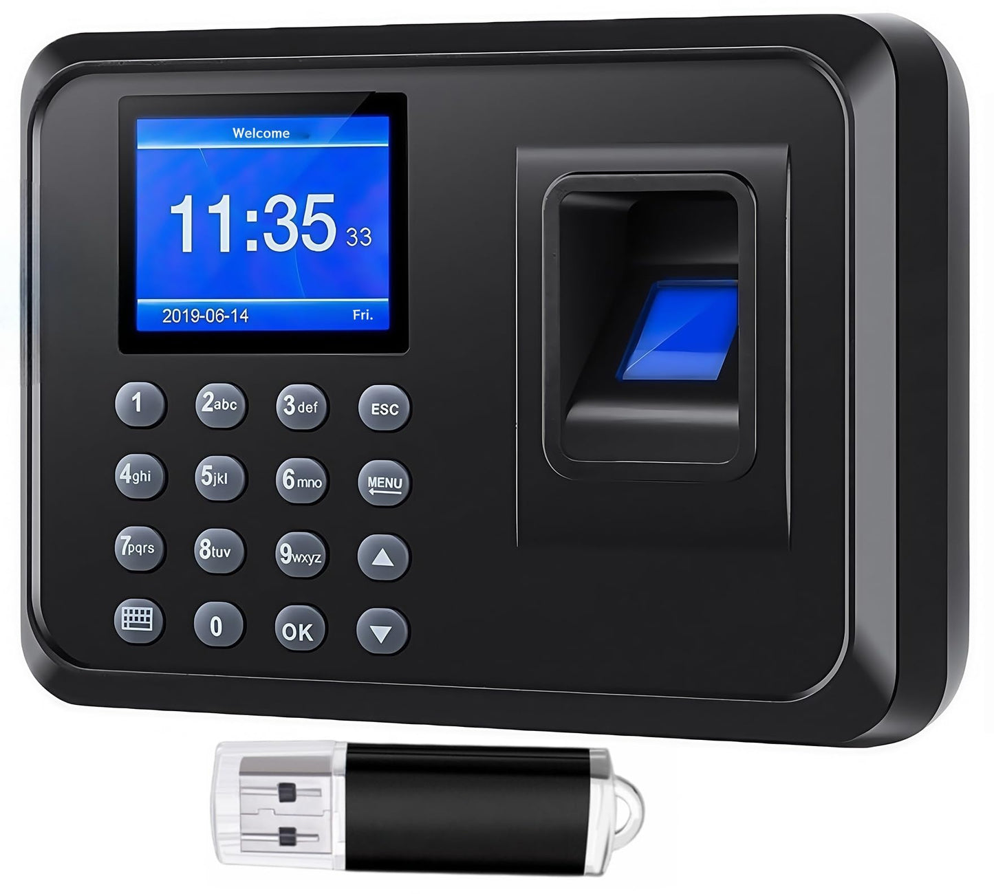 Diseleri Time Clock-Time Clocks for Employees Small Business-Fingerprint & Digital Attendance Machine, 0 Monthly Fee Office in/Out Punch Clock, No WiFi/Software Required