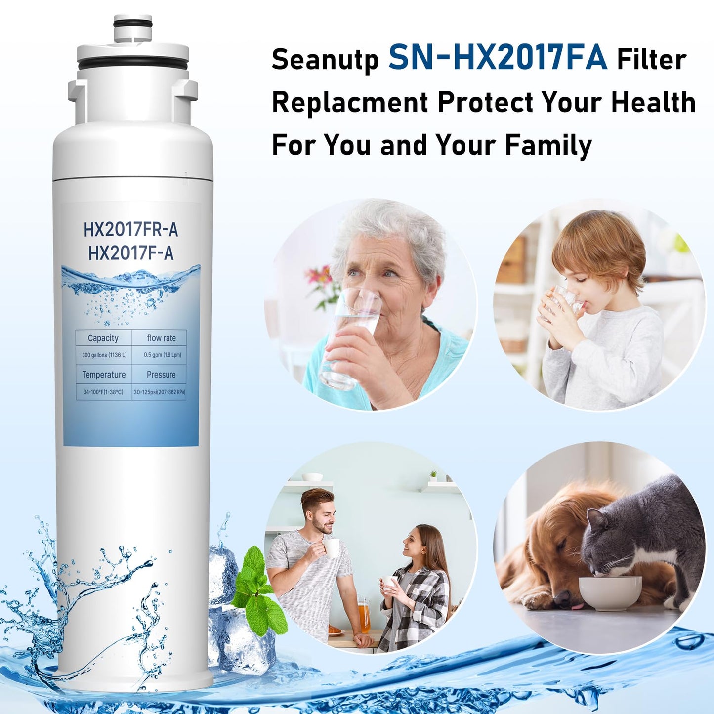 HX2017FR-A HX2017F-A Water Filter Compatible with Insignia NS-WF26FD9-1 WF26FD9-1 (3 Pack)