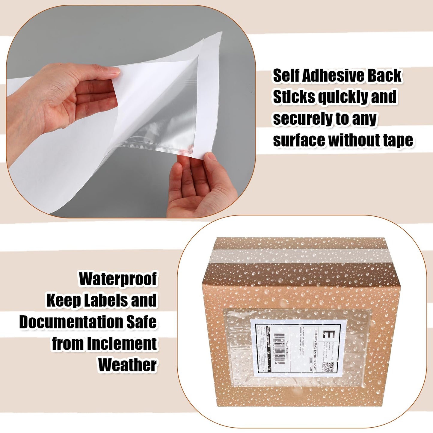 Cholemy 400 Pcs 9.5 x 12 in Clear Packing Slip Pouches Shipping Label Sleeves Adhesive Packing List Pockets Envelopes Mailing Protectors Slip Envelope Pouches Holders Cover Enclosed Bag