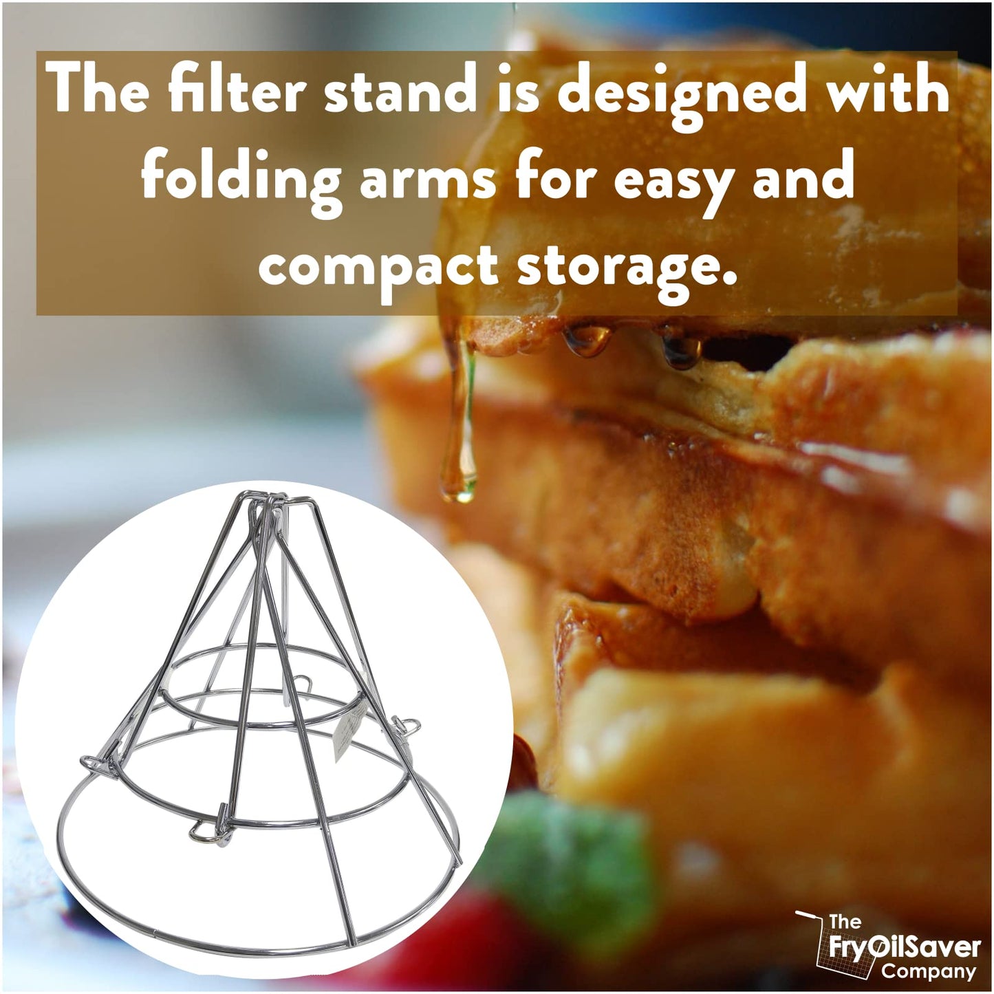 Chef Master Fryer Oil Filter Stand with Folding Arms to Attach to Deep Fryers, Cooking Oil Filter Holder, Maple Syrup Cone Filter Stand, 7.68 x 9.25 x 9.25 - 90073