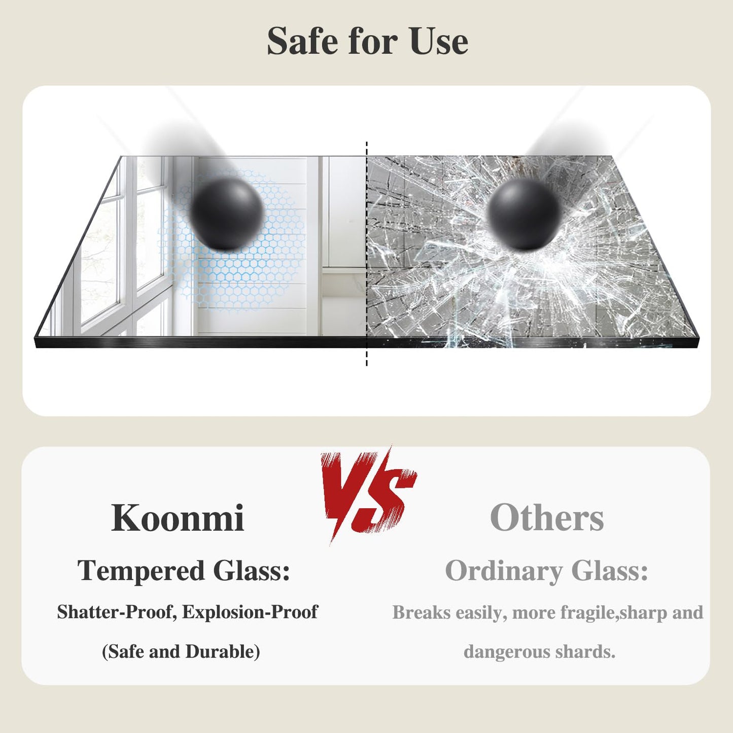 Koonmi Black Mirrors for Wall, 24x36 Inch Bathroom Mirror, Rectangular Wall Mirror for Living Room Bedroom Bathroom, Hangs Horizontally or Vertically