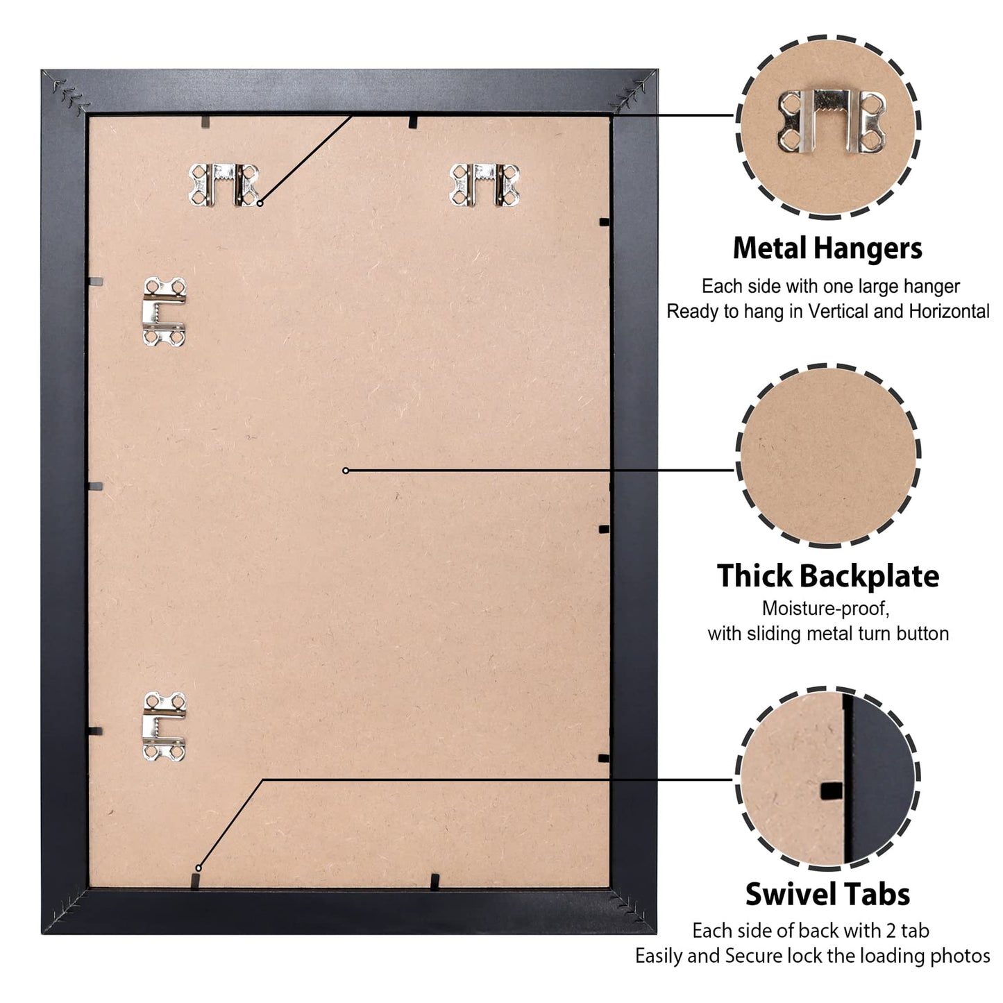 LaVie Home 20x24 Picture Frame Black Poster Frame,Display Pictures 16x20 with Mat or 20x24 Without Mat, Stable and Sturdy Frame and Polished Plexiglass, Horizontal and Vertical Format of The Walls