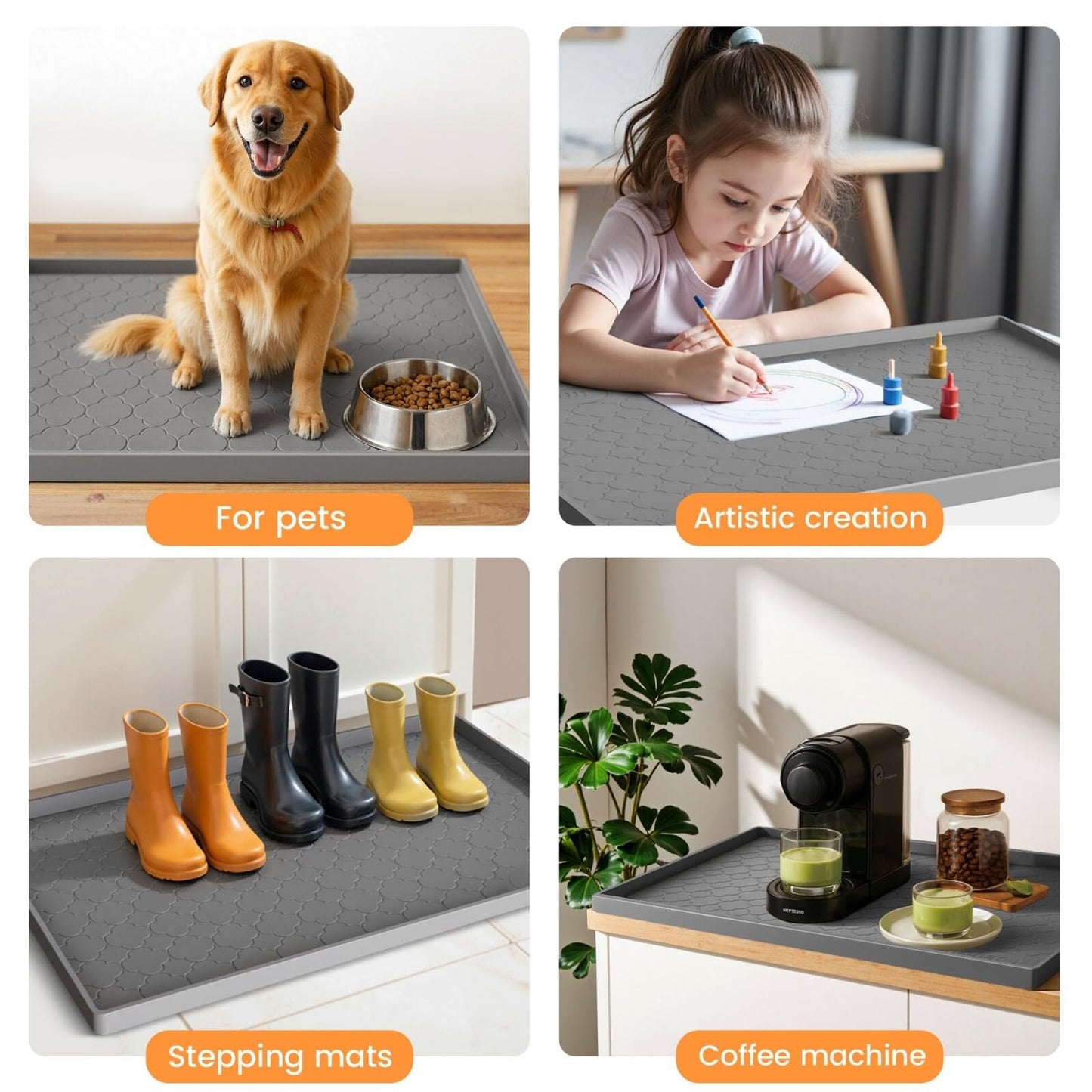 Jin&Bao Waterproof Under Sink Mat 28" x 22", Thick Silicone Mat Cabinet Protector for Kitchen and Bathroom, Shelf Liner, Home Organizer and Storage, Multipurpose Tray for Gadgets and Essentials