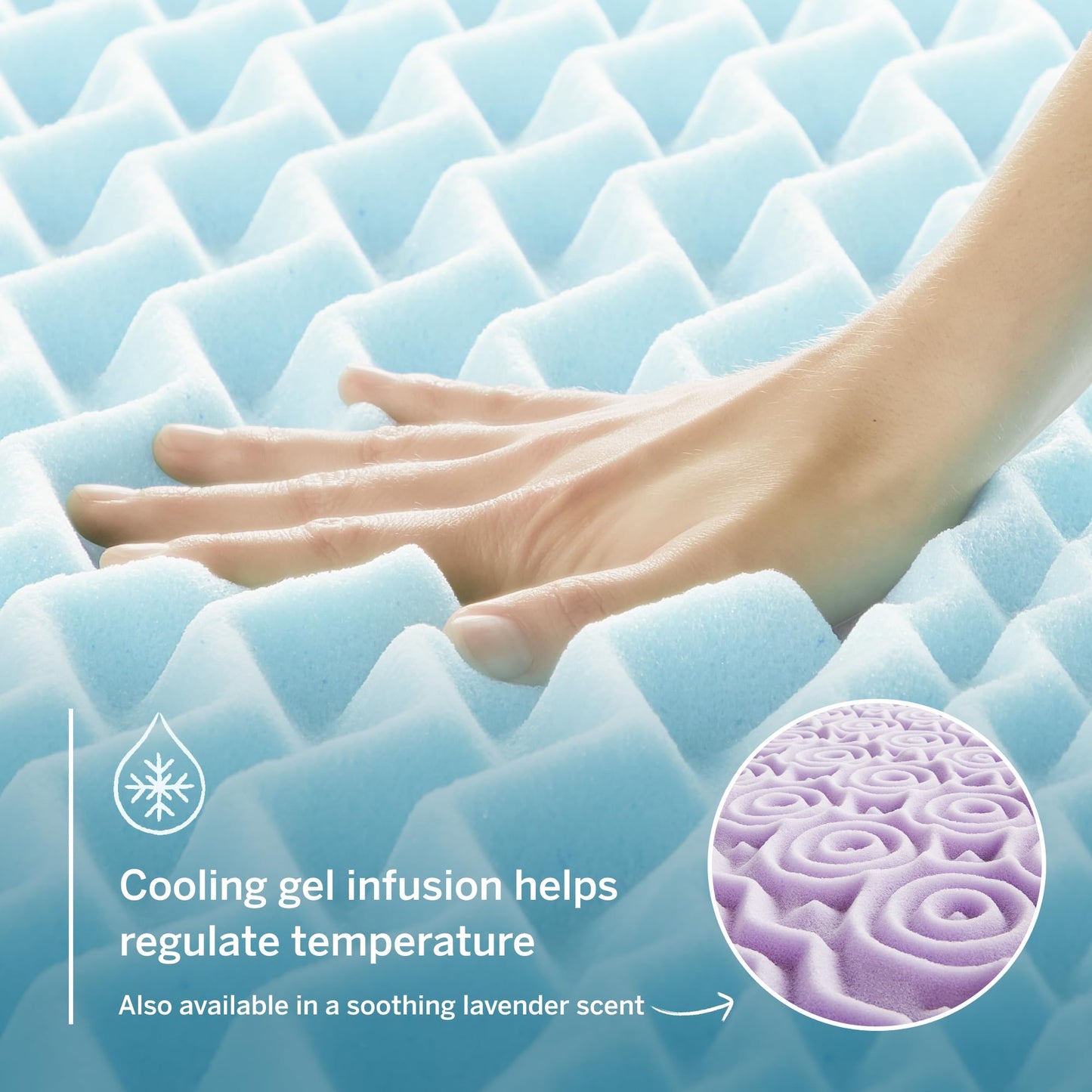 LUCID 2 Inch Gel Memory Foam Mattress Topper, Twin XL size – 5 Zones – Cooling Gel Infusion – CertiPur Certified Foam