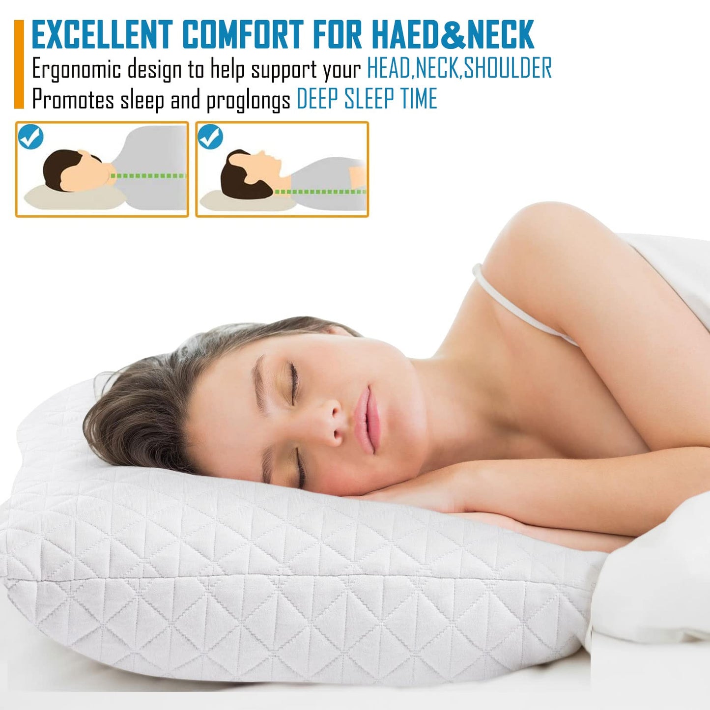 KEYOOHOME Shredded Memory Foam Pillows for Sleeping,Bed Pillows Queen Size Set of 2 Pack Cooling Adjustable,Good for Side and Back Sleeper with Washable Removable Cover