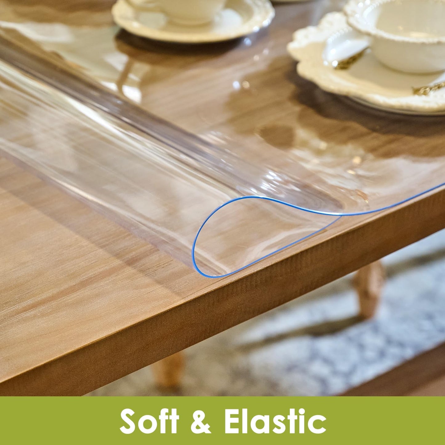 Clear Table Cover Protector 48x30 Inch, 1.5mm Thick PVC Table Pad, Waterproof Dining Tablecloth, Cut to Fit Protector for Wood, Glass & Marble Tables, Perfect for Game Day Watch Soccer Party