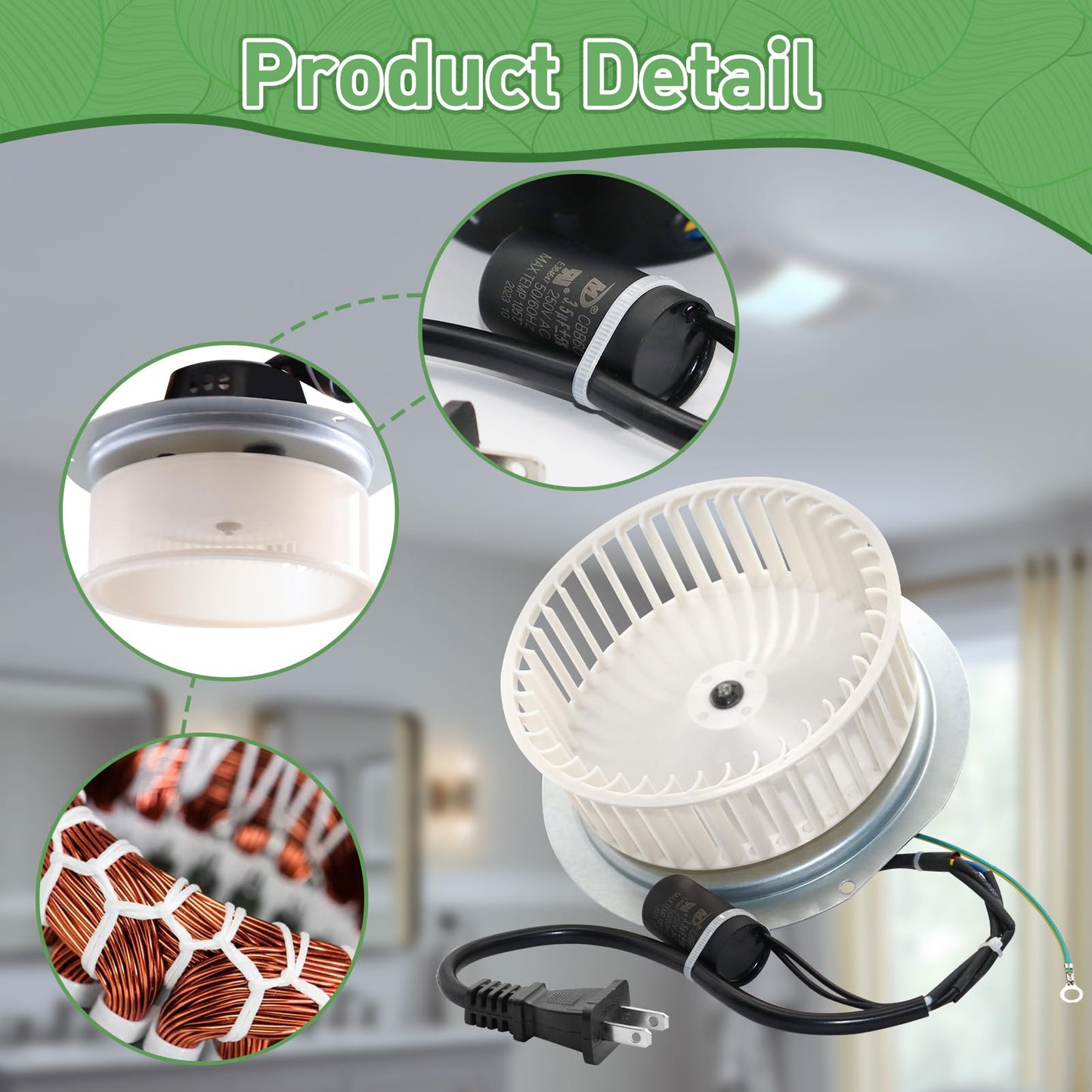 0696B000 Motor Assembly for NuTone QT100 and QT110 Series Fan,Motor Replacement for Nutone QT-110N-B QT-100L QT110N,JA2C394N for Nutone 0696B000 Bathroom Fan Replacement