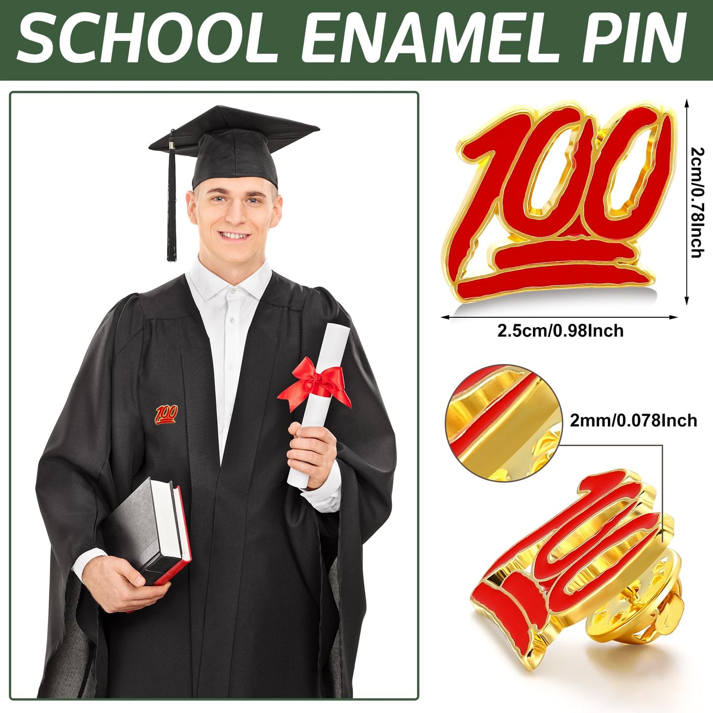 XunYee 100 Pcs 100 Shapes School Enamel Pins Employee Appreciate Reward Label Pins for Students Classroom Teacher Back to School Employees Gift