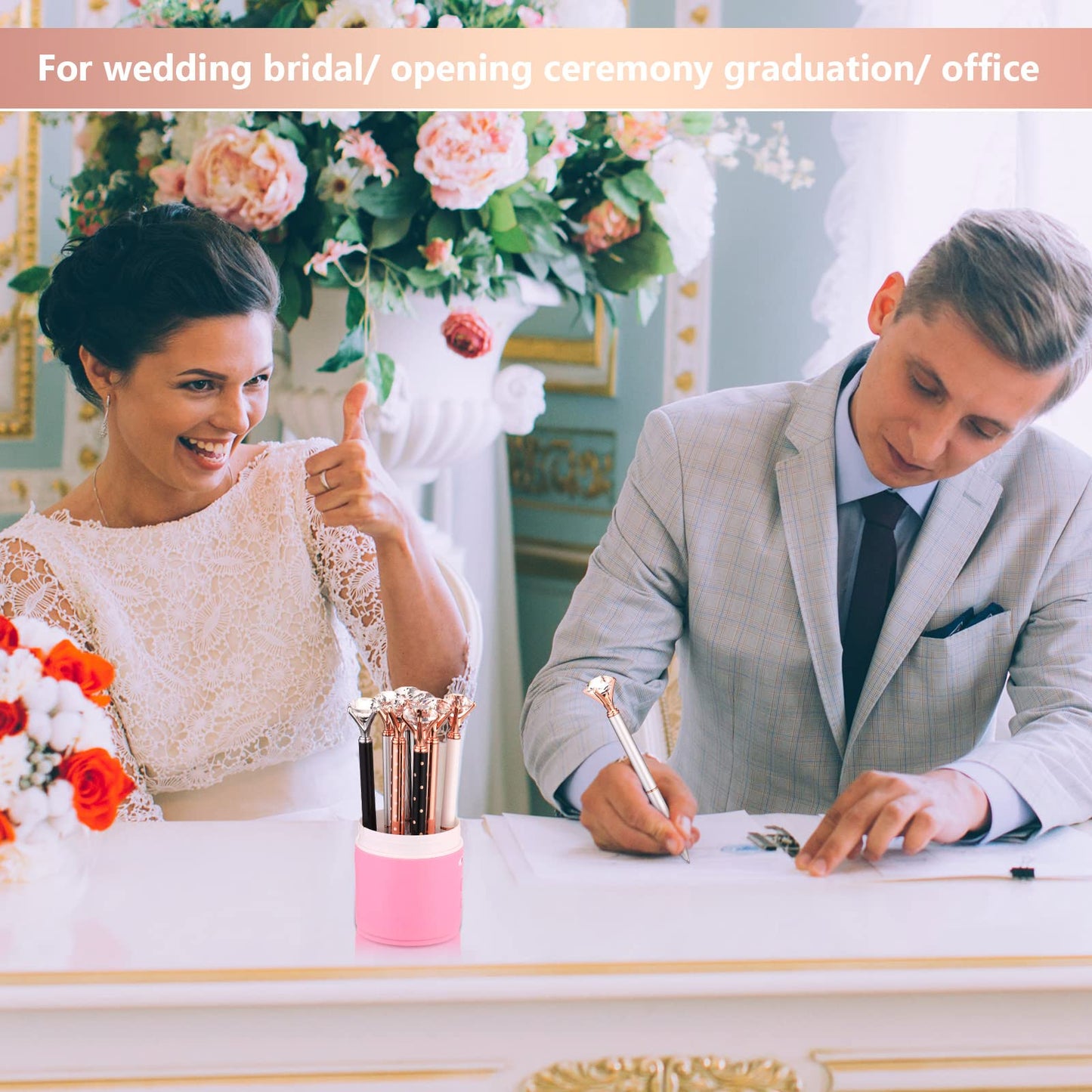 Leinuosen 50 Pcs Bulk Diamond Pens with Crystal Bridal Shower Gifts Metal Bling Ballpoint Pens with Black Ink for Bridal Shower Wedding Party Office School(Classic Color)