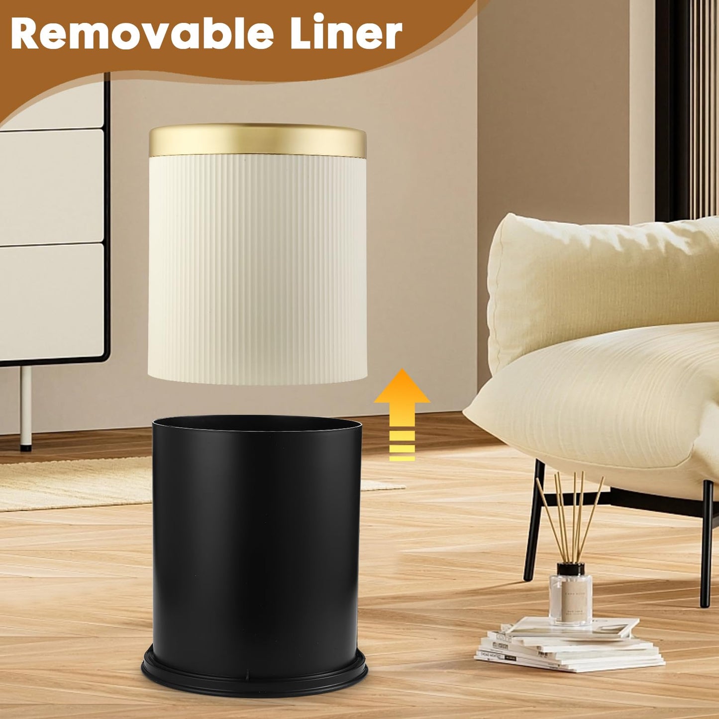 onlcuk Automatic Motion Sensor Bathroom Trash Can with Lid, 3.7 Gallon Touchless Trash Garbage Bin Large Trash Cans Trashcan -White