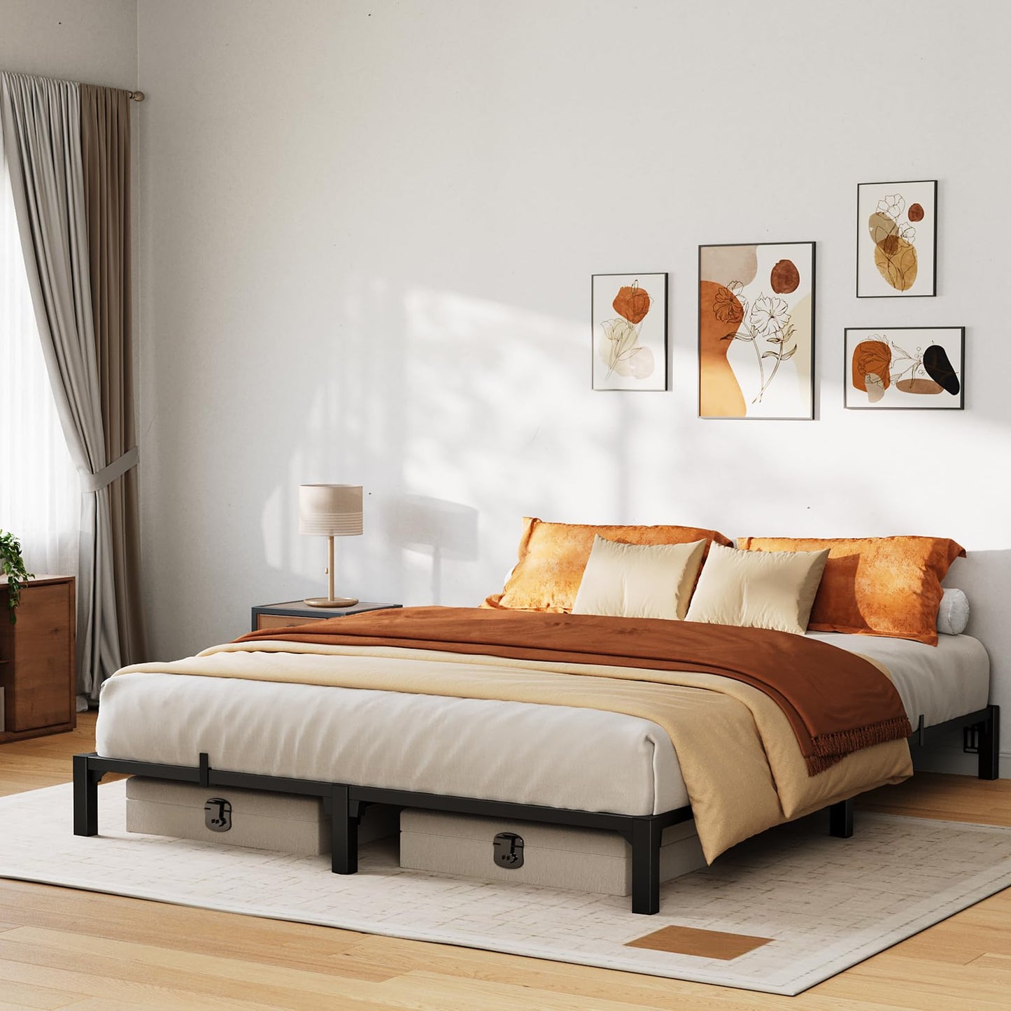 ActiveTrail Metal Bed Frame Queen Size 8 inch Platform Bed Frame, Strong Steel Slats, Bedroom Bed Base for Apartment and Home Use