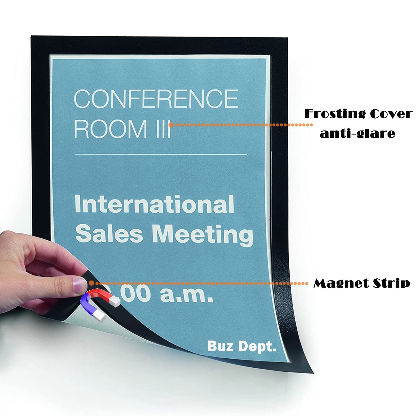 JIUYE 20 Pcs Magnetic Poster Frame,11"x17" Magnetic Framed Holder,One-piece‌ Plastic Poster Frames Sign Holder with Magnet Strip Back used on Metal Surface,for displaying Bulletin/Notice/Posters