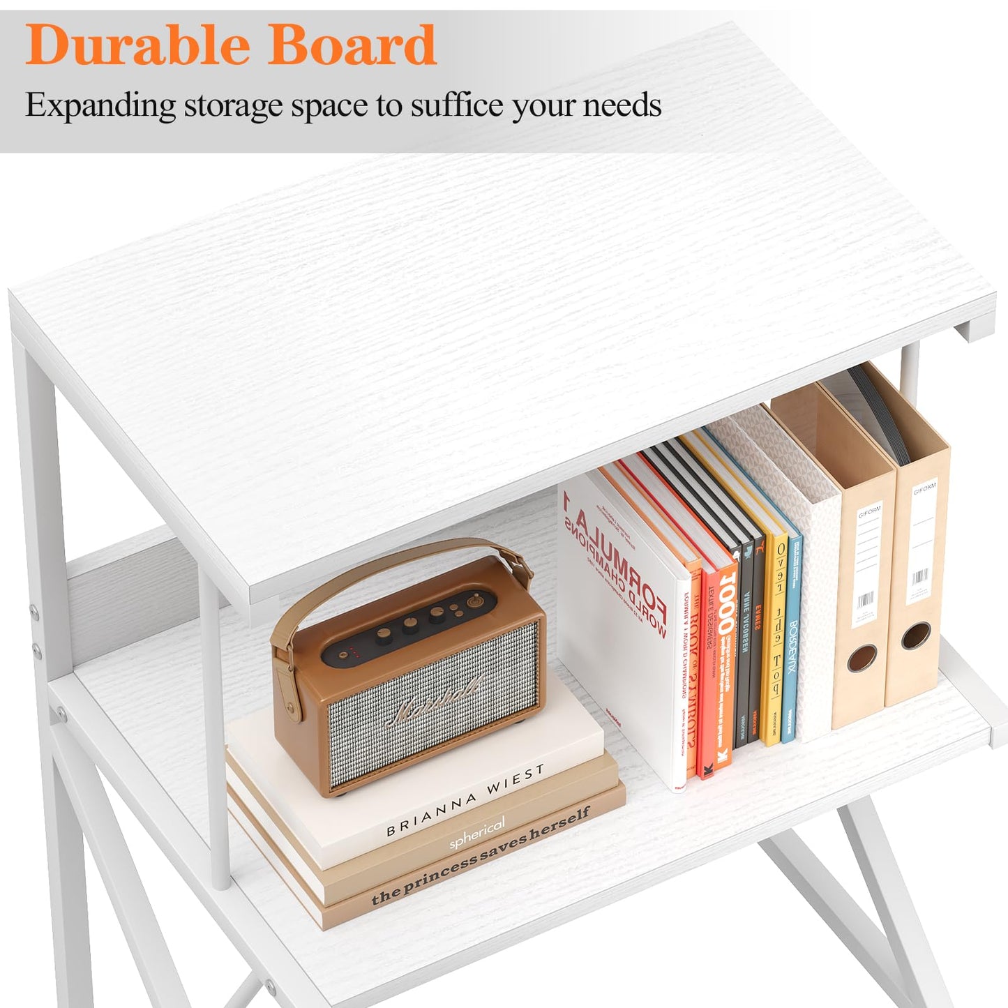 aboxoo Printer Stand for Desk, Desktop Printer Shelf Large 3-Tier Multi-Purpose Office Organization Shelves for Home Office, White