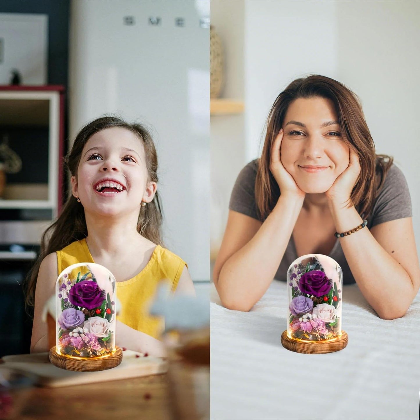 HUACHIPLUS Forever Flower Gifts for MOM:Perfect Mothers Day Flowers for Mom Wife Grandma-Preserved Flower with Symbolic Ladybugs–Flowers for Delivery Prime on Anniversary Birthday (Purple)