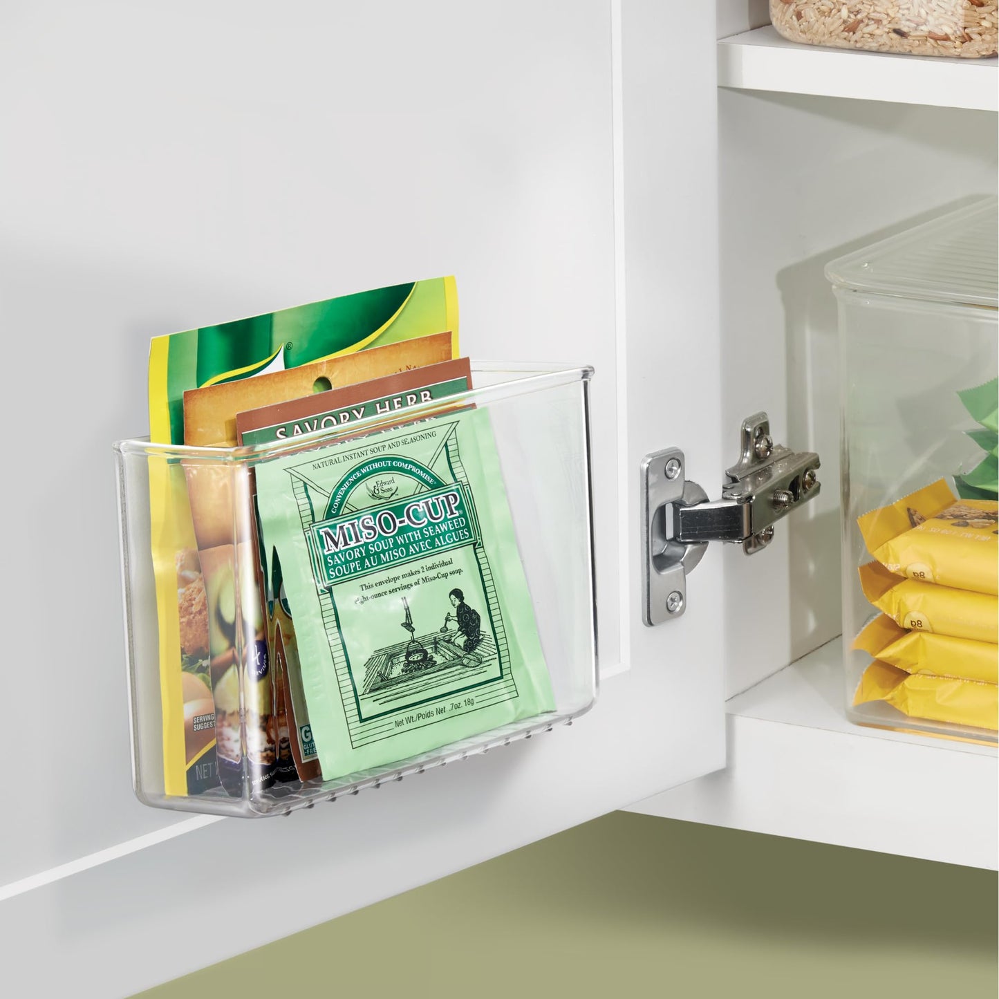 iDesign Adhesive Organizer Bin - Damage-Free Hanging for Kitchen, Bathroom, or Office - Set of 4 - Clear
