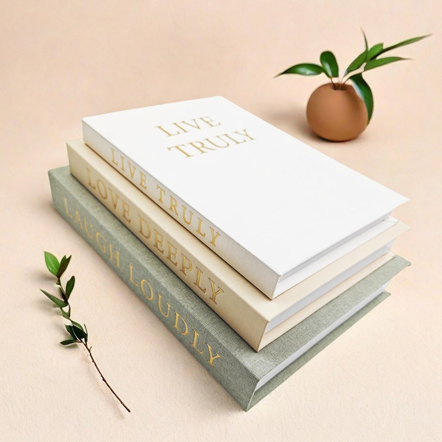 YKANYN Aesthetic Decorative Books, Set of 3 Linen Fake Book Boxes, Faux Book Decor for Coffee Table, Bookshelf, Entryway Tables