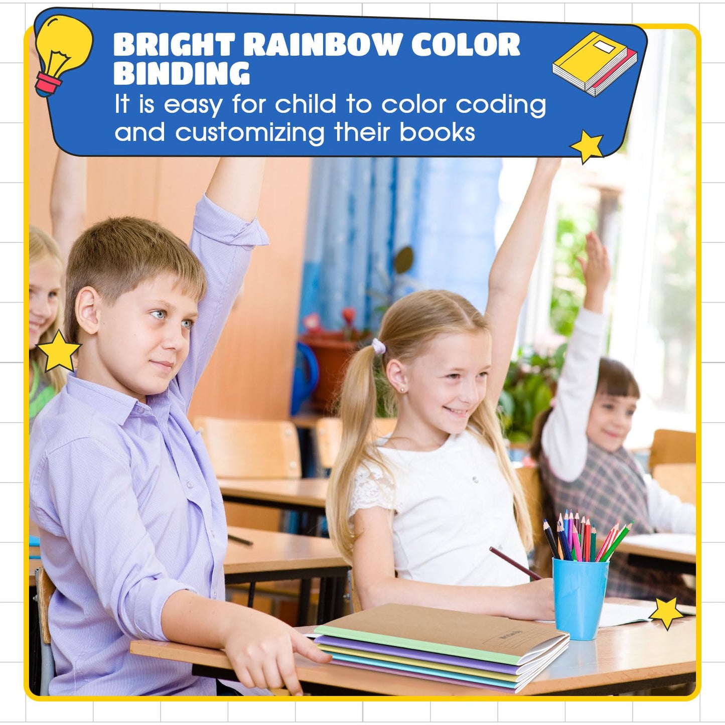 Henoyso 20 Pack Primary Composition Notebook, 9-3/4" x 7-1/2", Kids Primary Journal, K-2 Writing Notebook for Kids Student Draw Write Story Journal Half Blank Books(Macaron Color)