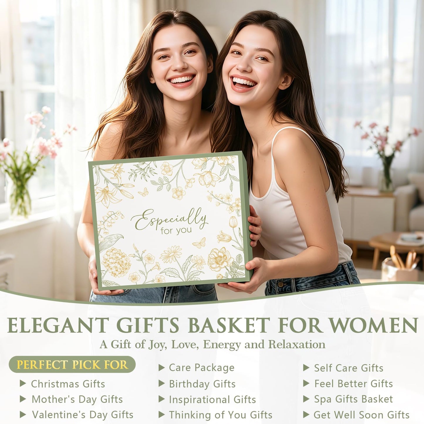 Birthday Gifts for Women Get Well Soon Gift Baskets, Self Care Package for Women w/Crochet Tulip Flower, Spa Sympathy Gift Basket Thinking of You Inspirational Gifts Set for Mom Her Friend Wife Sister