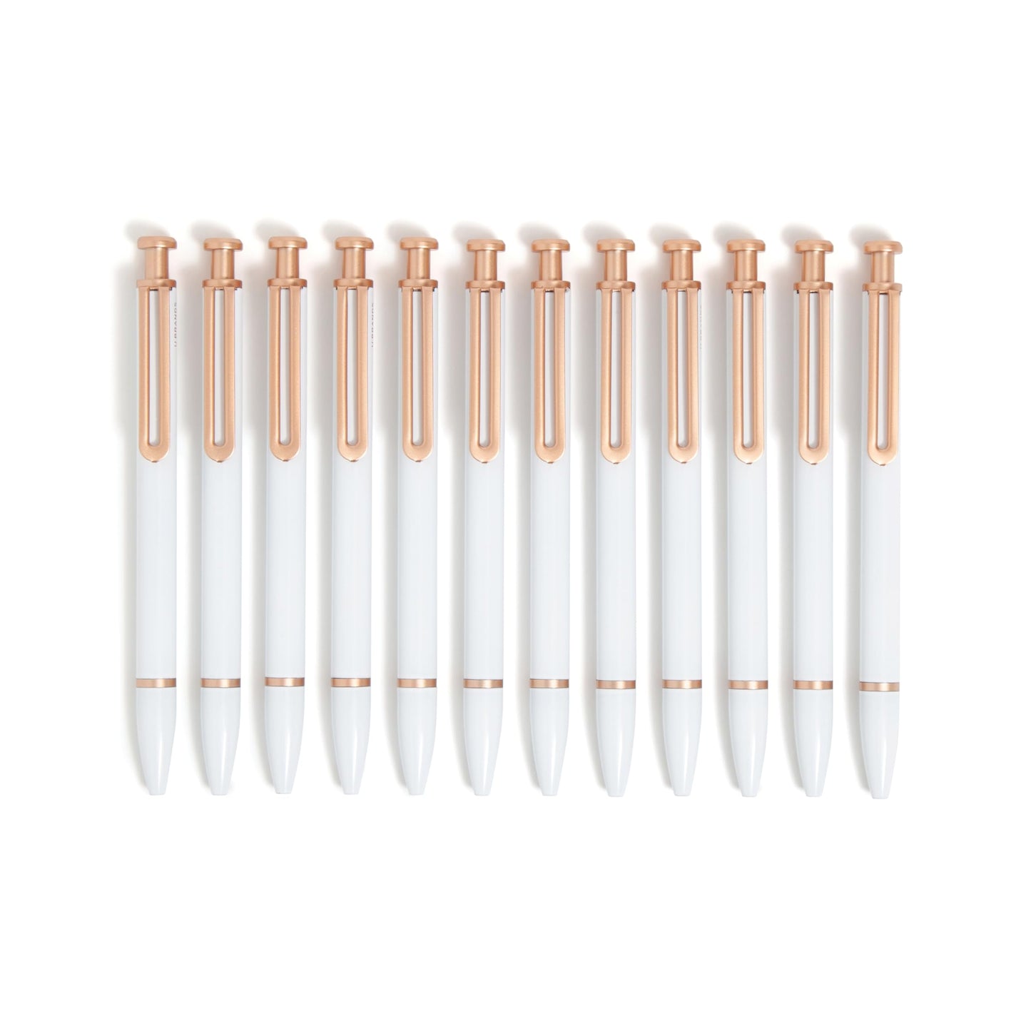 U Brands Monterey Ballpoint Pens, Set of 12, White and Rose Gold, Bold (1.0 mm) Point, Black Ink