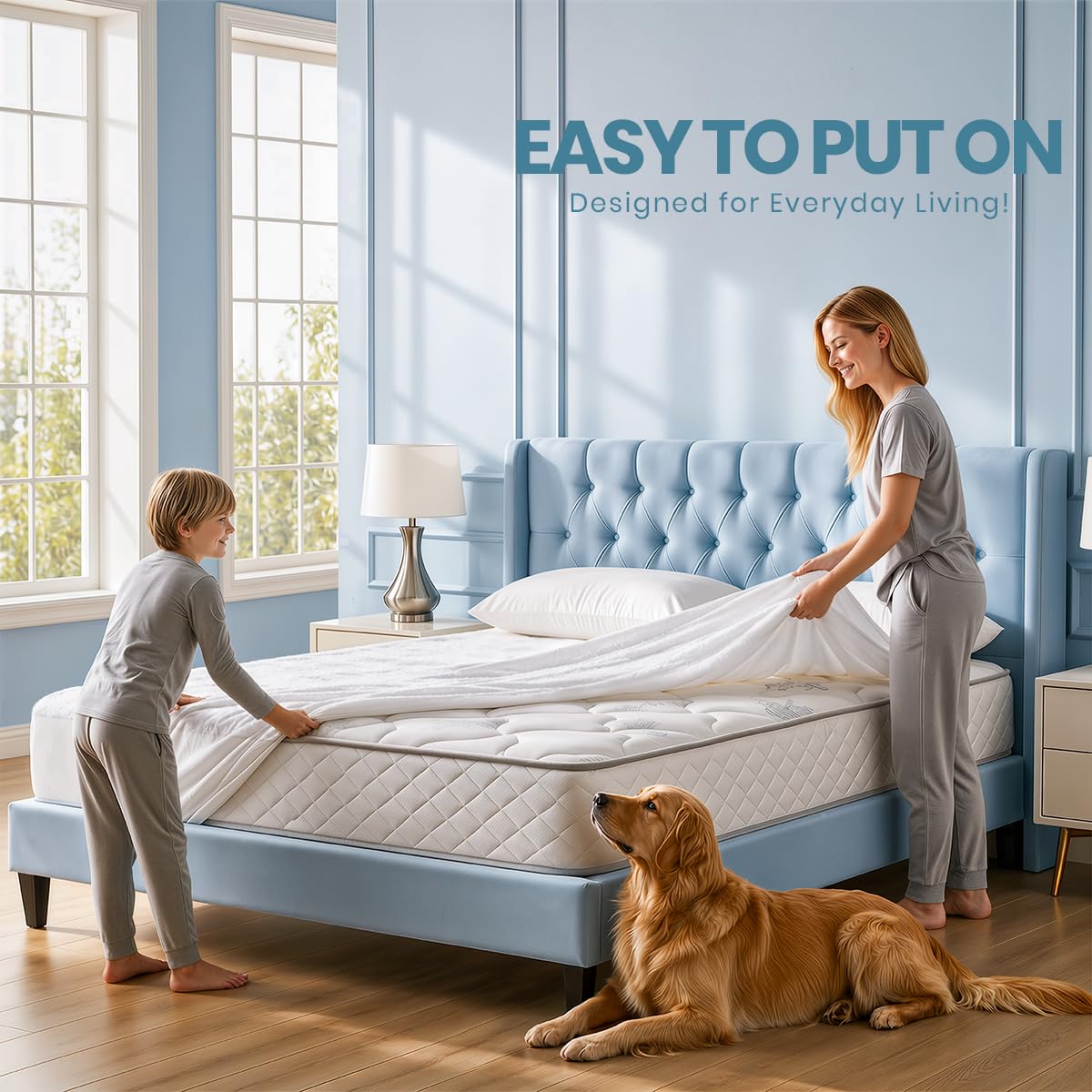 Twin XL Size Mattress Protector Waterproof 2 Pack, Premium 200 GSM Terry Mattress Cover, Soft & Breathable Bed Cover, Fitted Sheet Style Stretchable Deep Pockets 15" by Utopia Bedding (White)